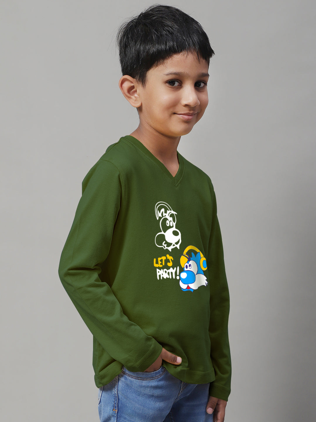 Boys Lets Party Full Sleeves Printed T-Shirt - Friskers