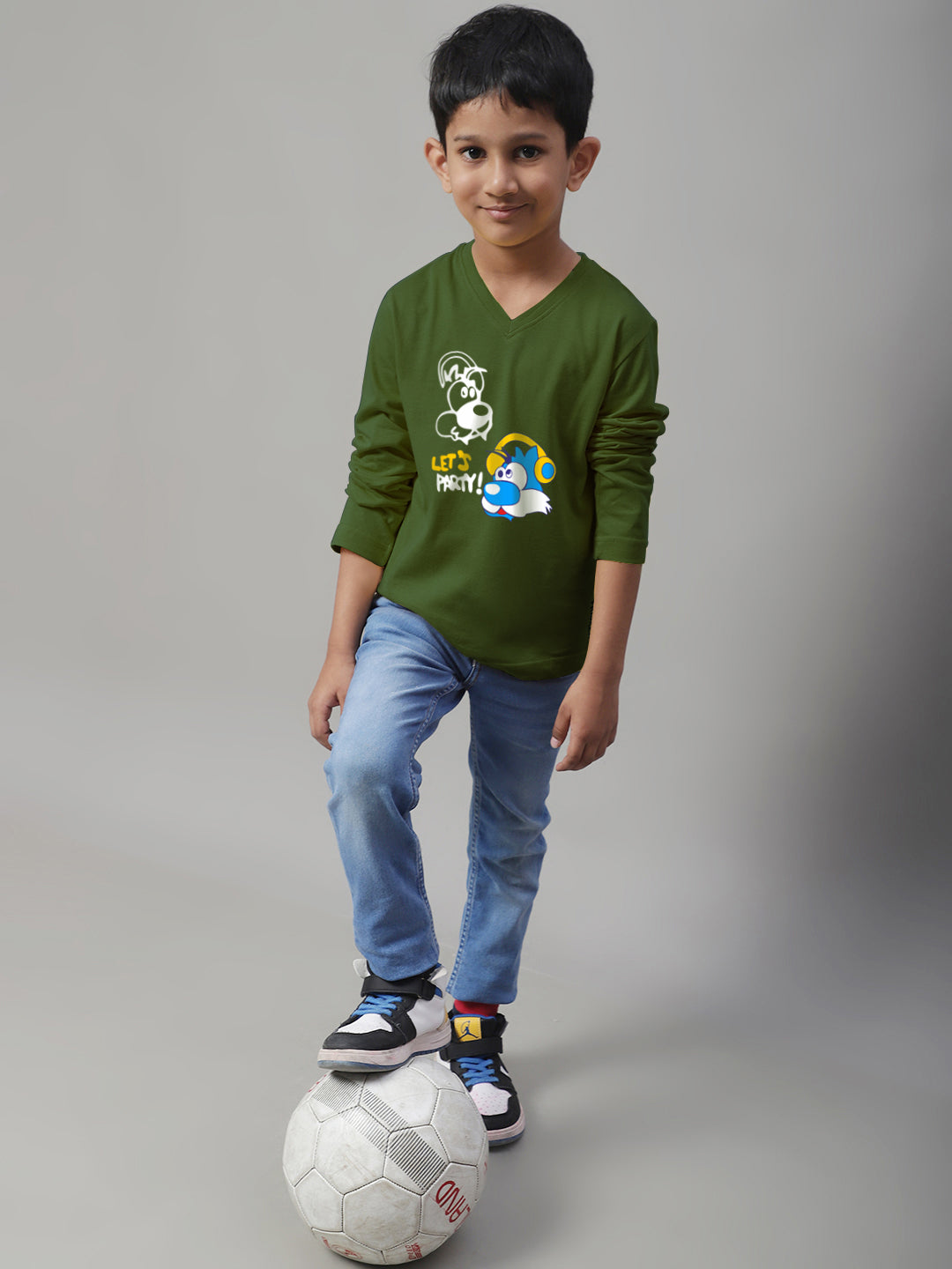 Boys Lets Party Full Sleeves Printed T-Shirt - Friskers