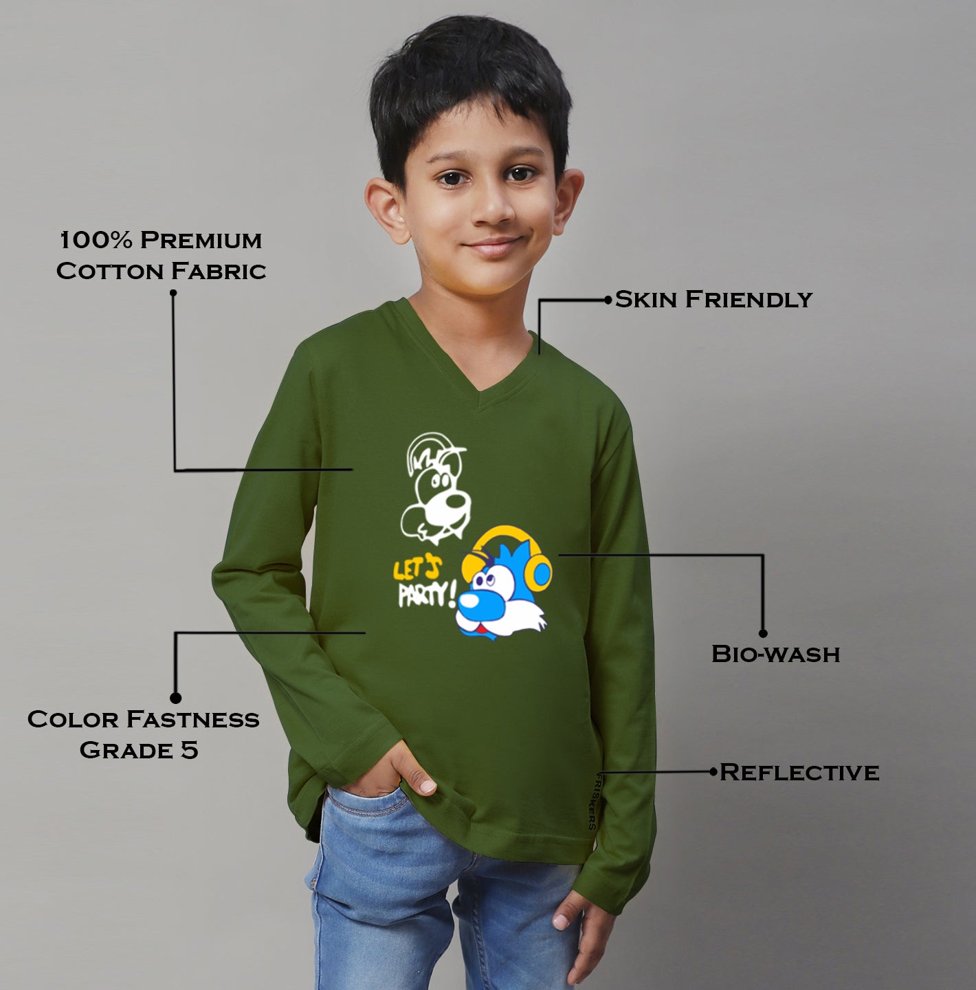 Boys Lets Party Full Sleeves Printed T-Shirt - Friskers