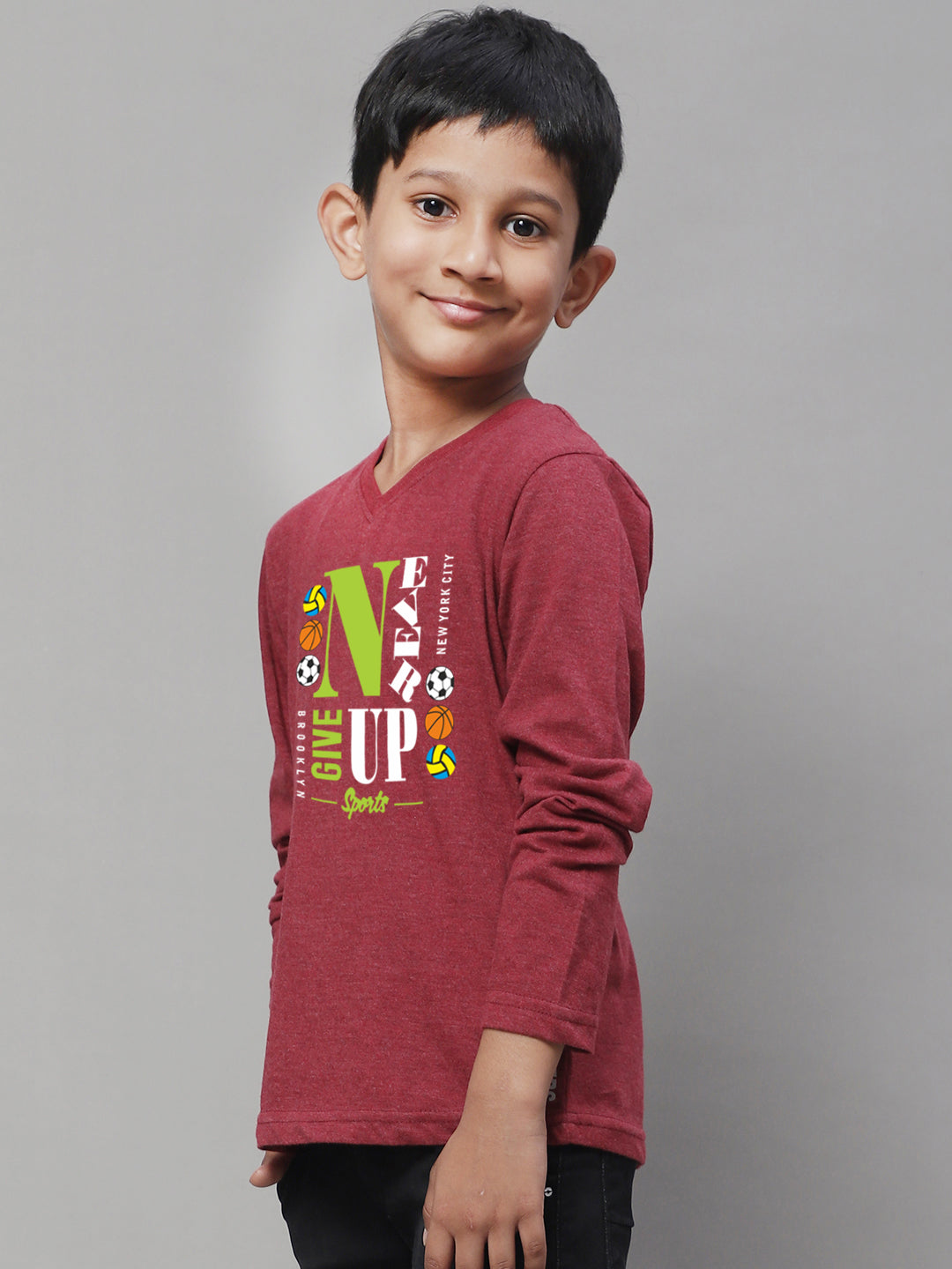 Boys Never Giveup Casual Fit Printed T-Shirt - Friskers