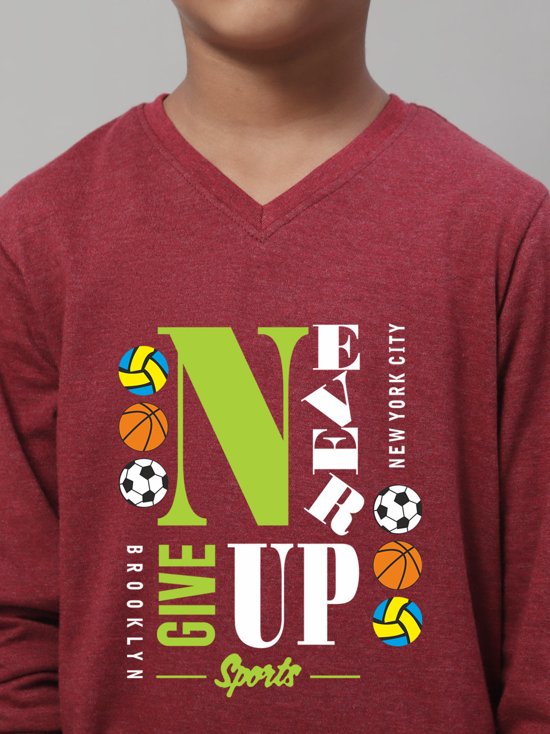 Boys Never Giveup Casual Fit Printed T-Shirt - Friskers