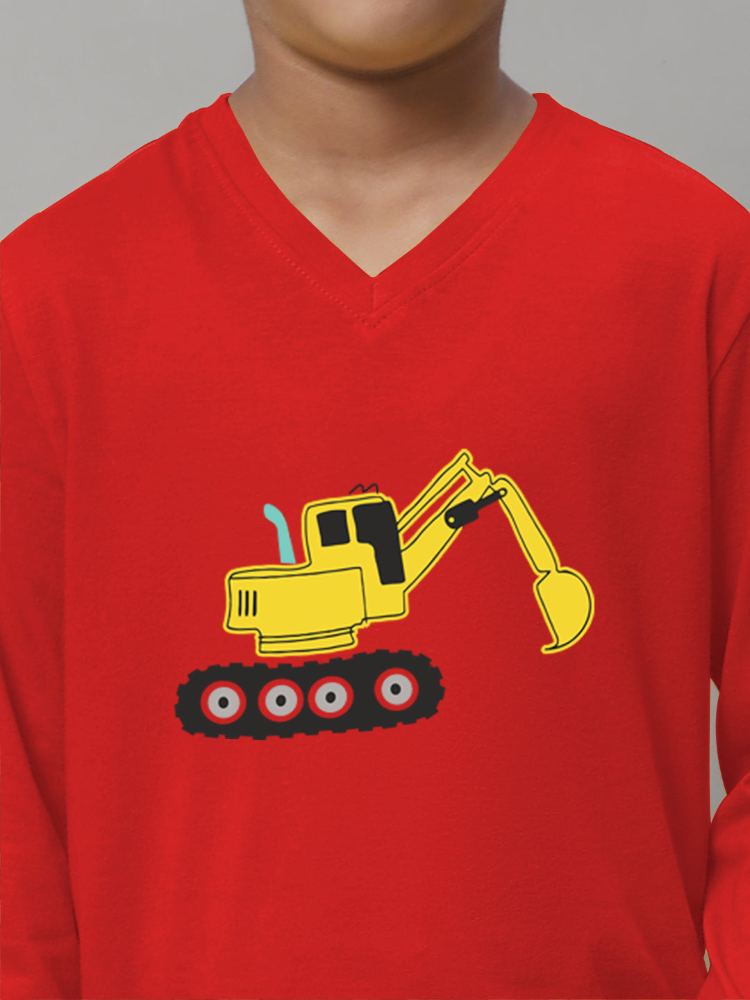 Boys Excavator Full Sleeves Printed T-Shirt - Friskers