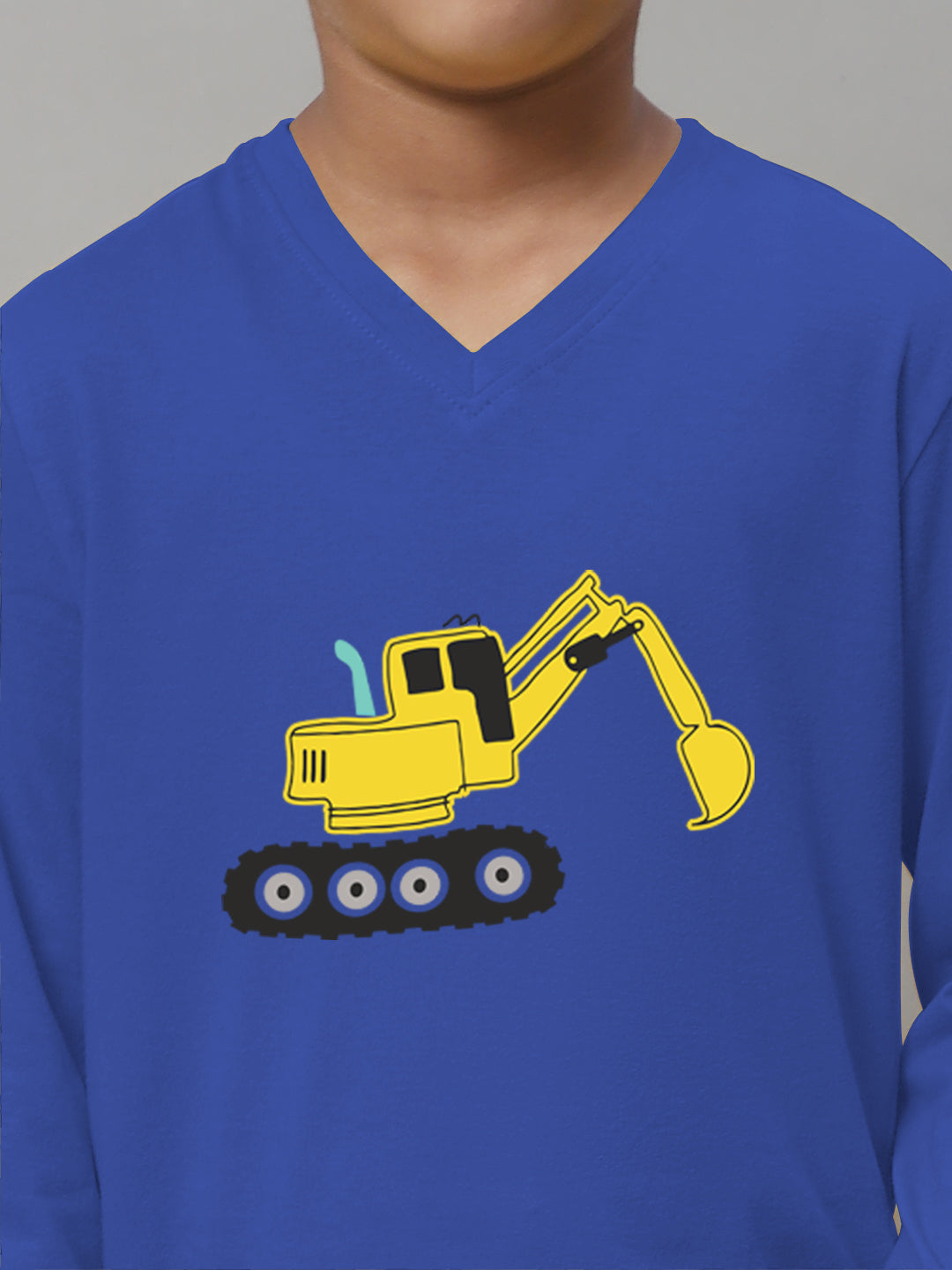 Boys Excavator Full Sleeves Printed T-Shirt - Friskers