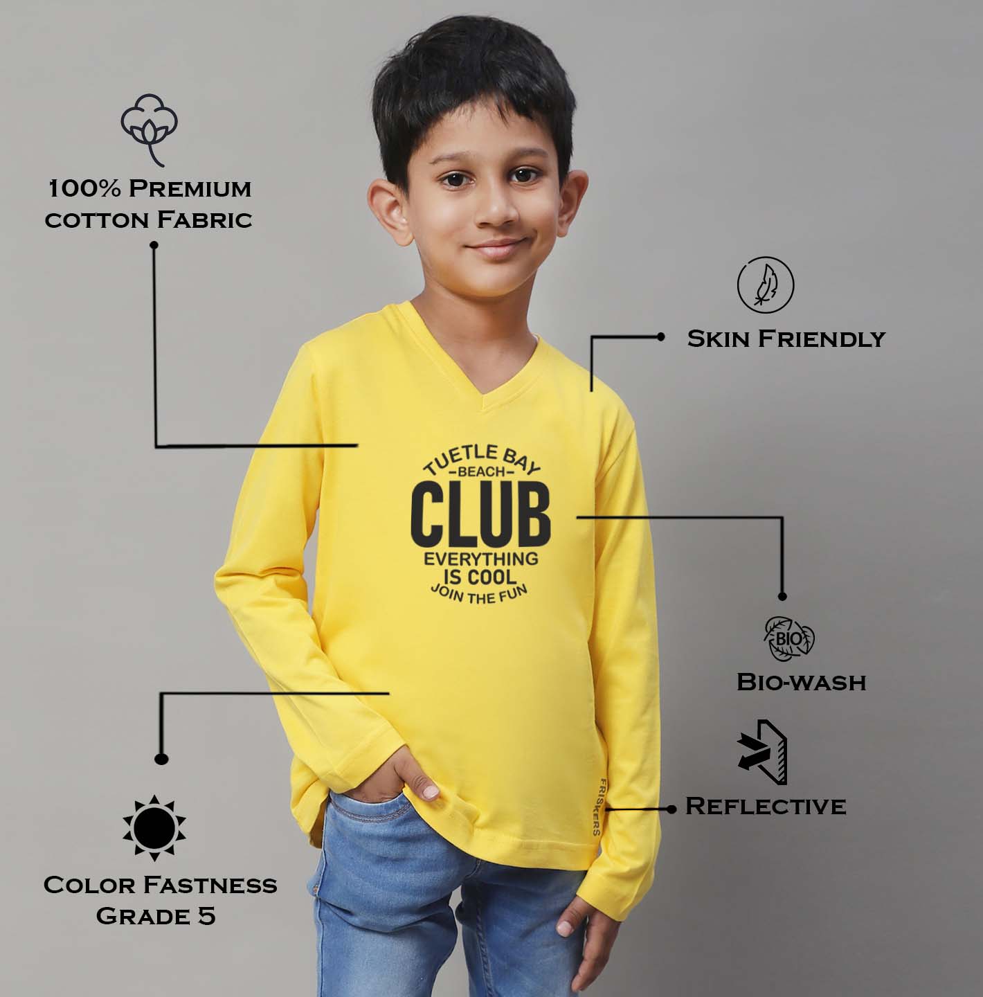 Boys Club Full Sleeves Printed T-Shirt - Friskers