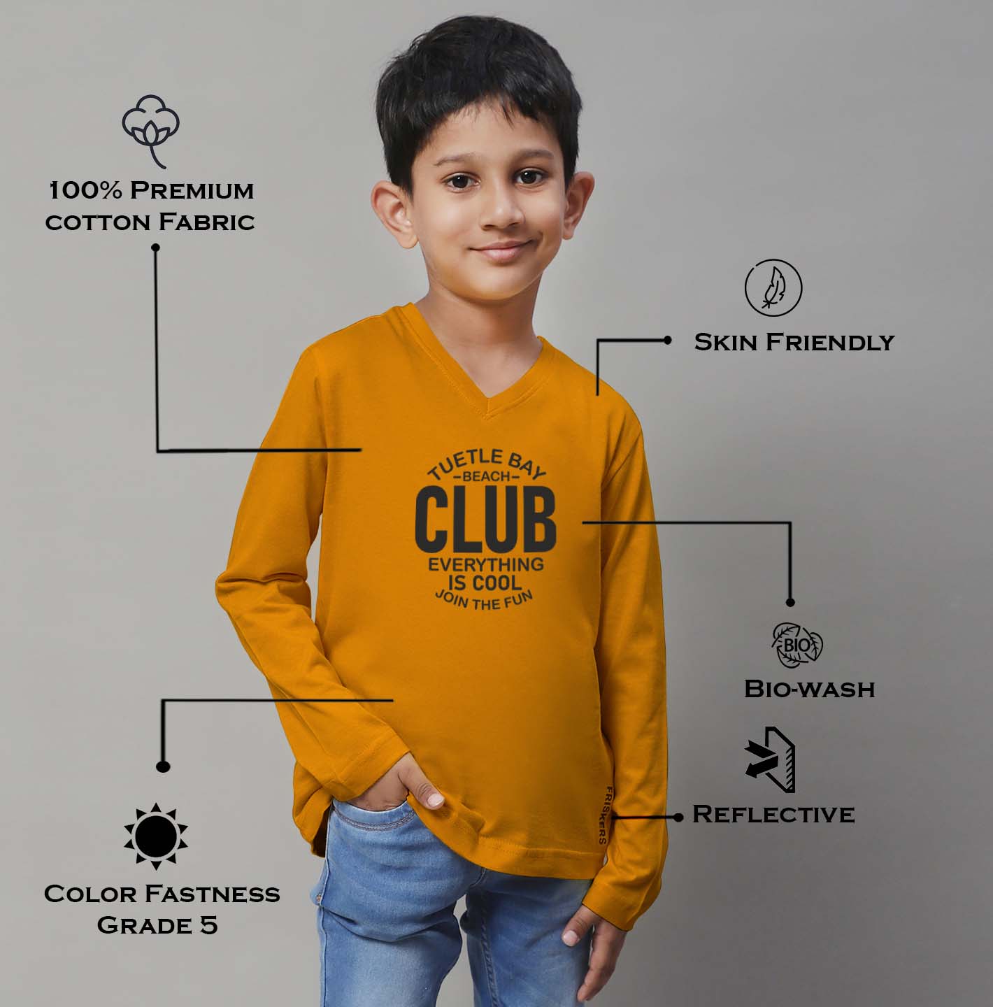 Boys Club Full Sleeves Printed T-Shirt - Friskers