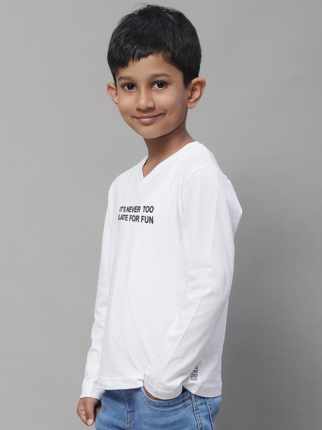 Boys Its Never Too Late For Fun Full Sleeves Printed T-Shirt - Friskers