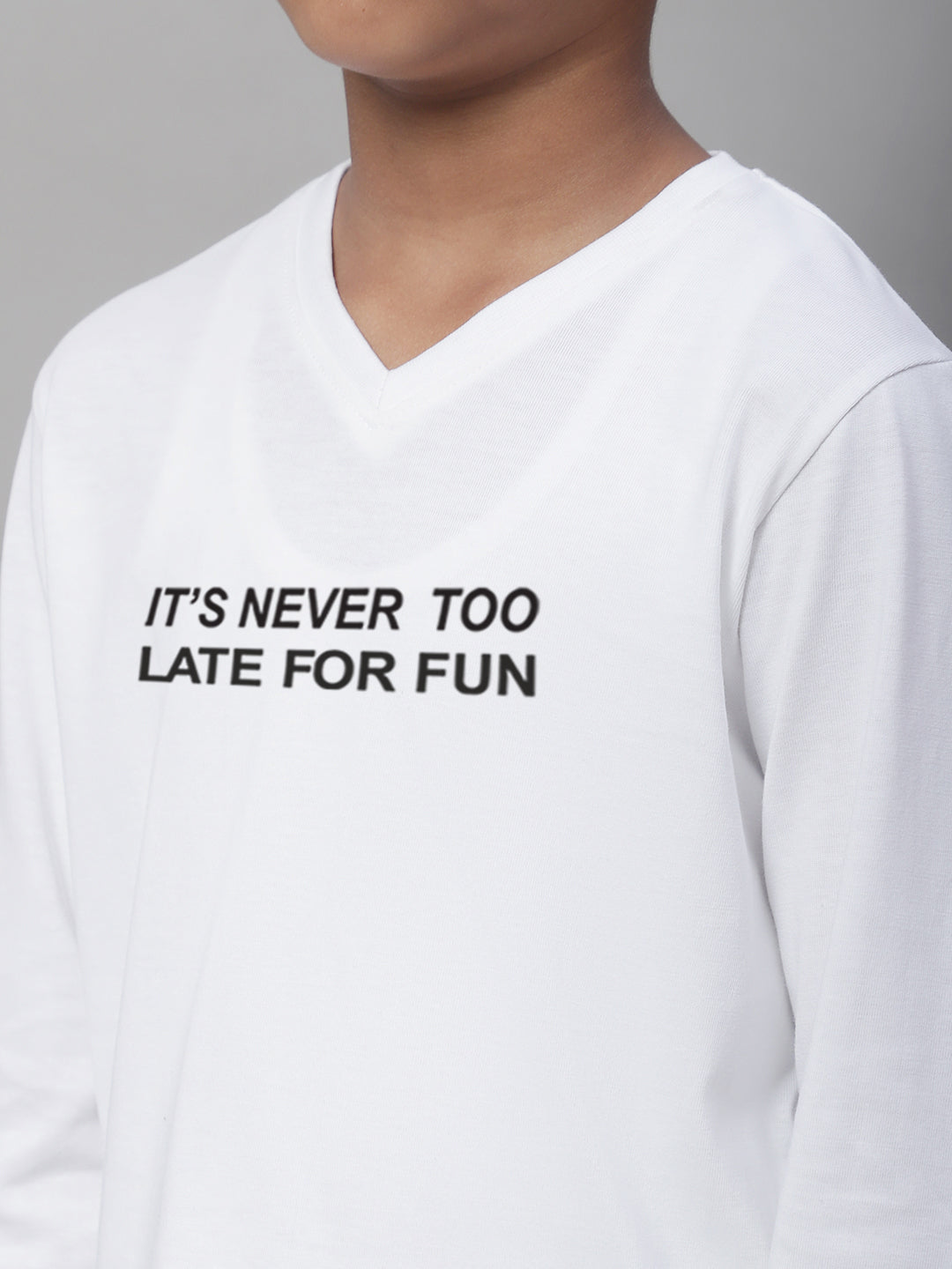 Boys Its Never Too Late For Fun Full Sleeves Printed T-Shirt - Friskers