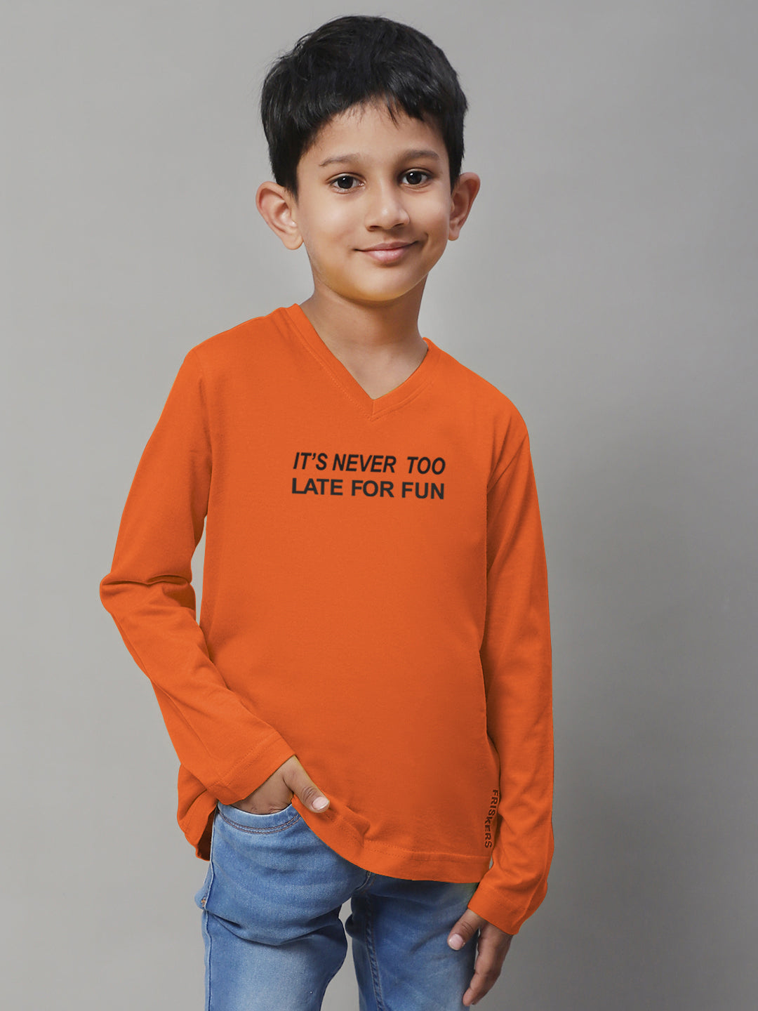 Boys Its Never Too Late For Fun Full Sleeves Printed T-Shirt - Friskers