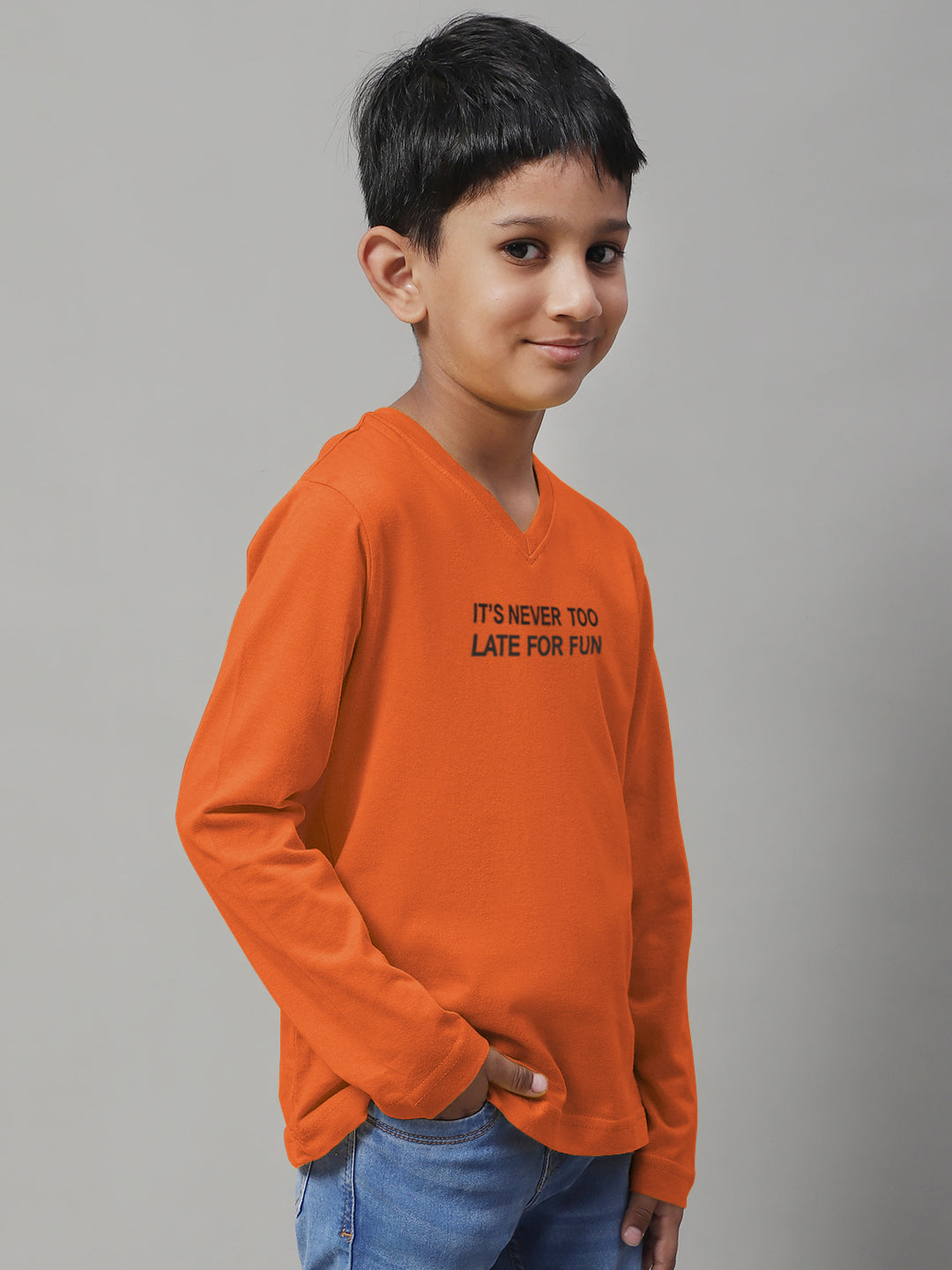Boys Its Never Too Late For Fun Full Sleeves Printed T-Shirt - Friskers