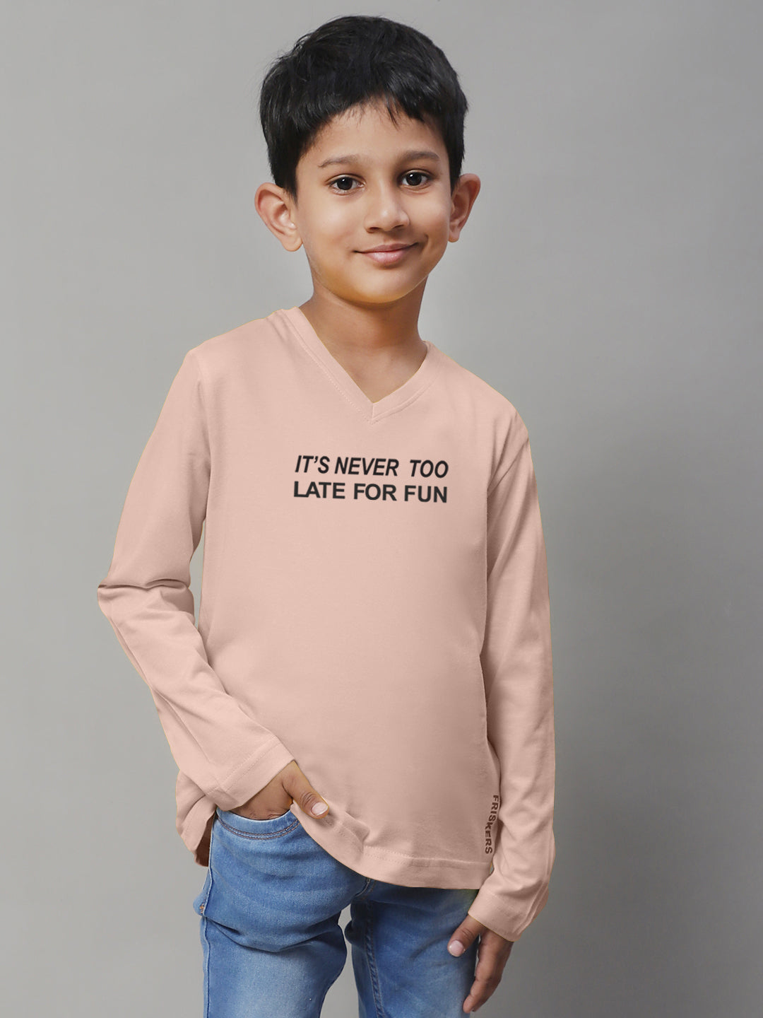Boys Its Never Too Late For Fun Full Sleeves Printed T-Shirt - Friskers