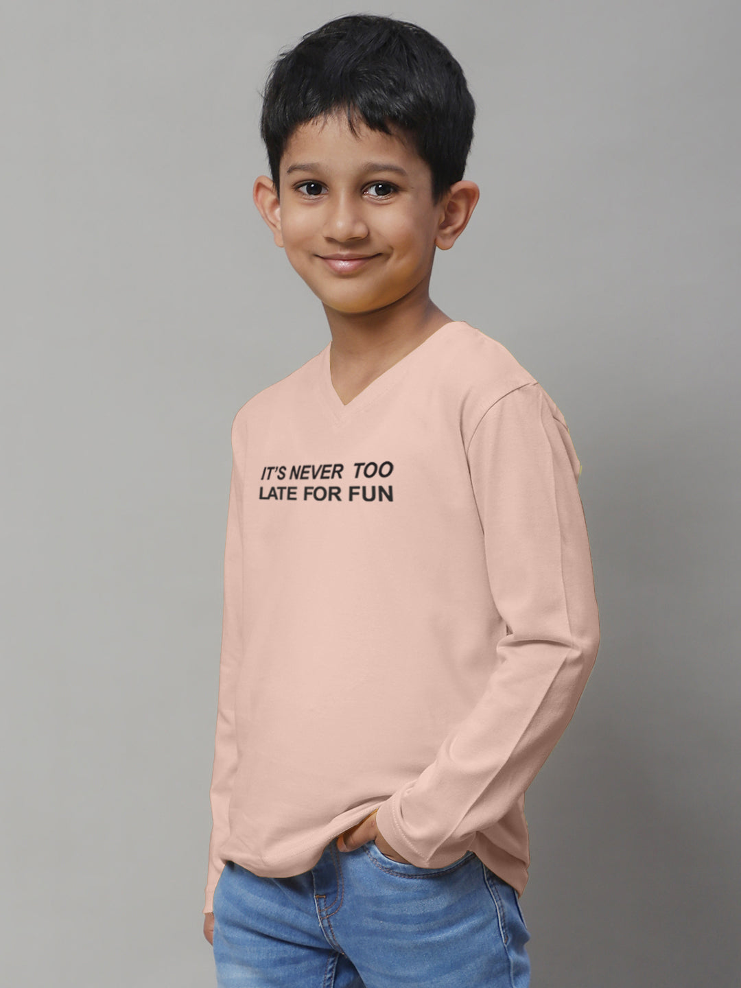 Boys Its Never Too Late For Fun Full Sleeves Printed T-Shirt - Friskers