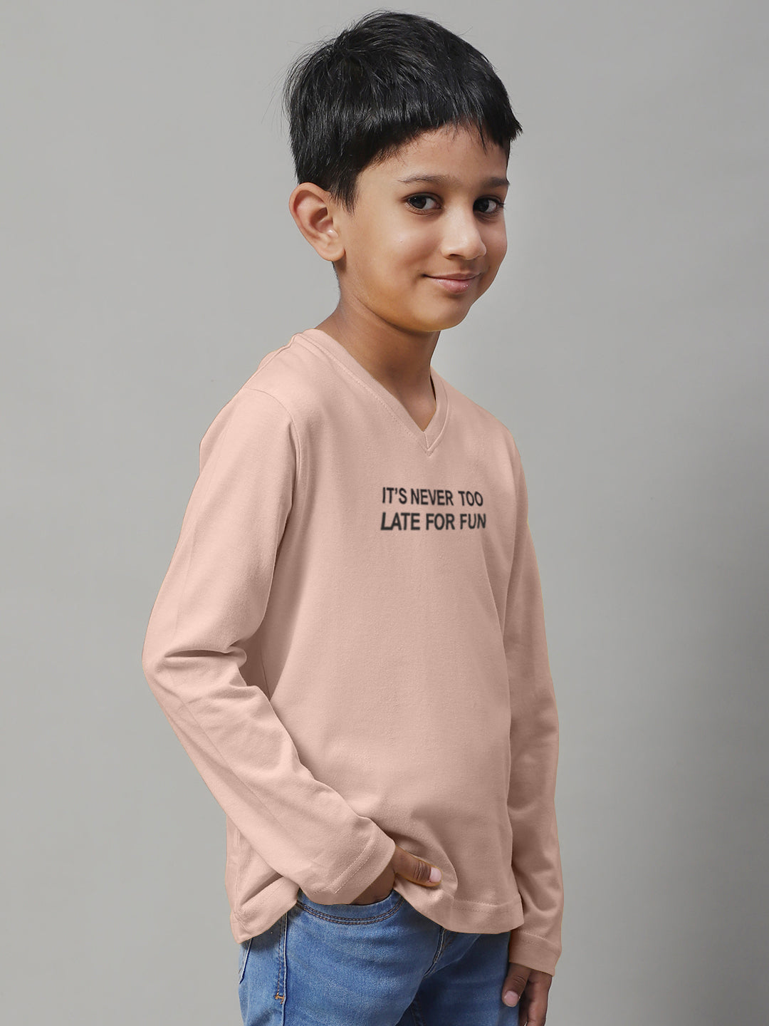 Boys Its Never Too Late For Fun Full Sleeves Printed T-Shirt - Friskers