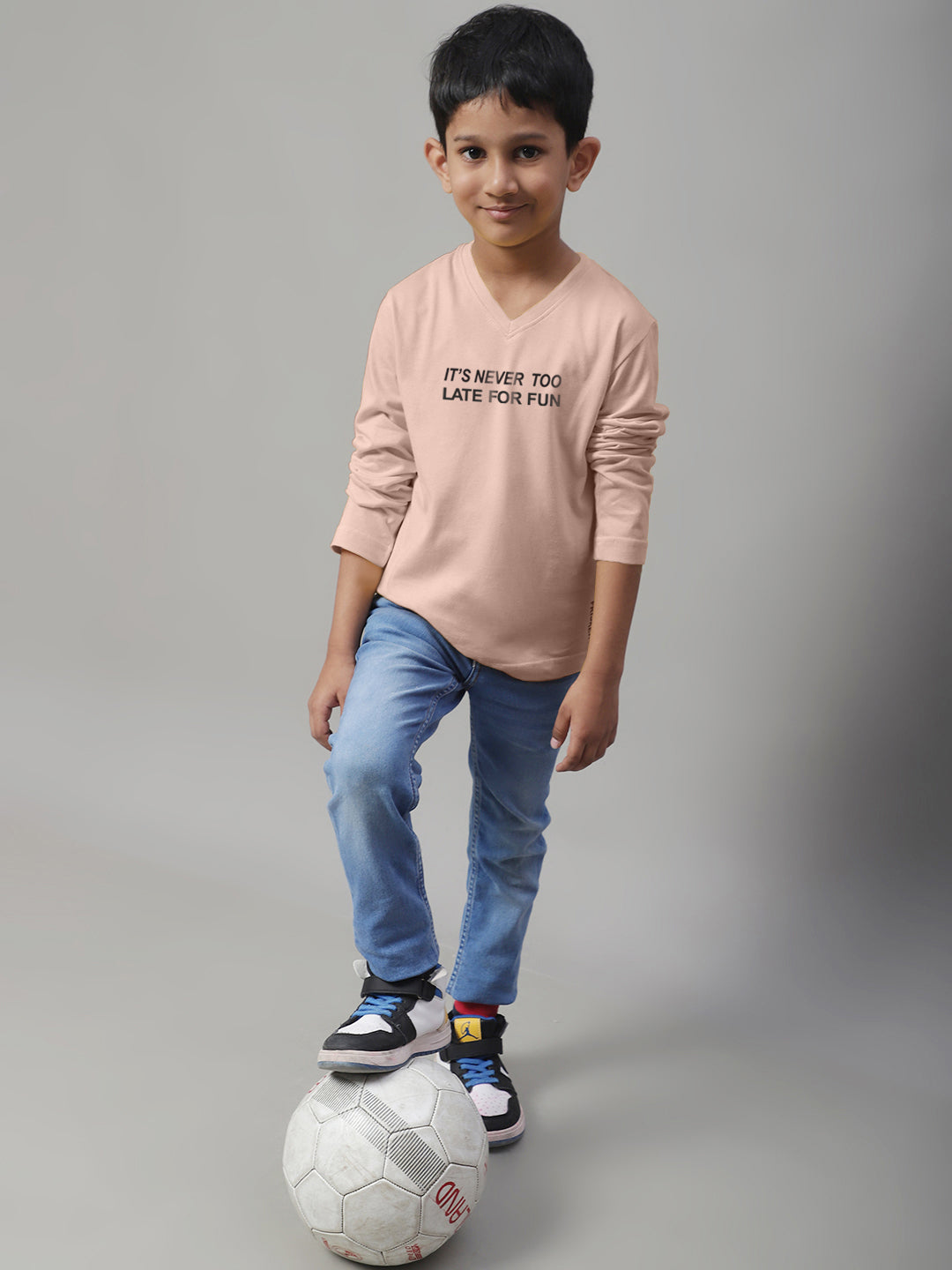 Boys Its Never Too Late For Fun Full Sleeves Printed T-Shirt - Friskers