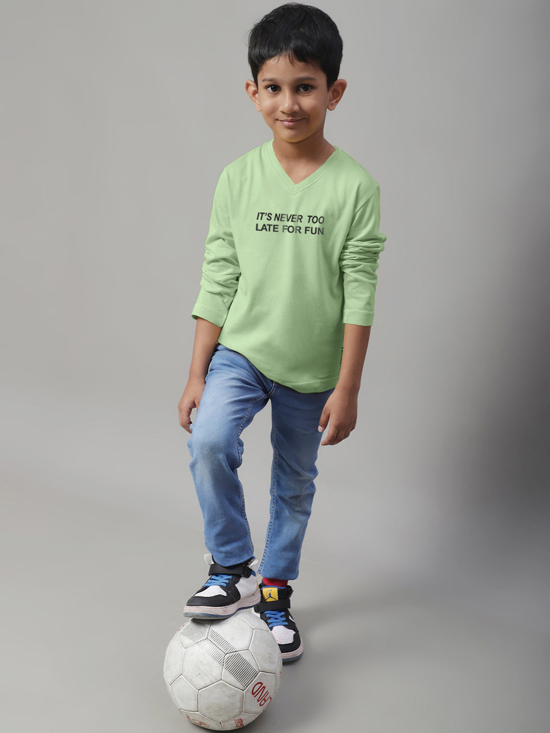Boys Its Never Too Late For Fun Full Sleeves Printed T-Shirt - Friskers