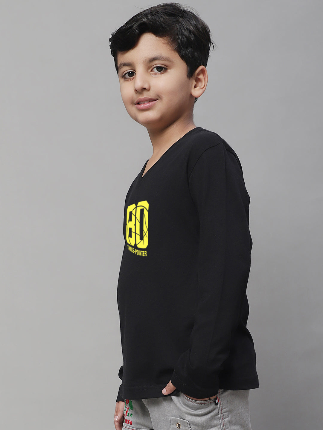 Boys Three Pointer Full Sleeves Printed T-Shirt - Friskers