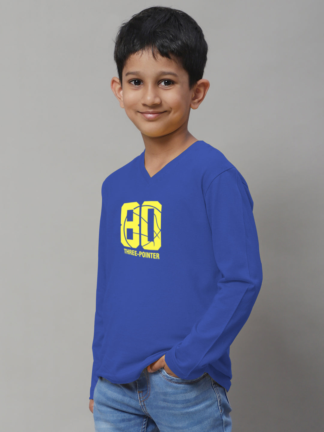 Boys Three Pointer Full Sleeves Printed T-Shirt - Friskers