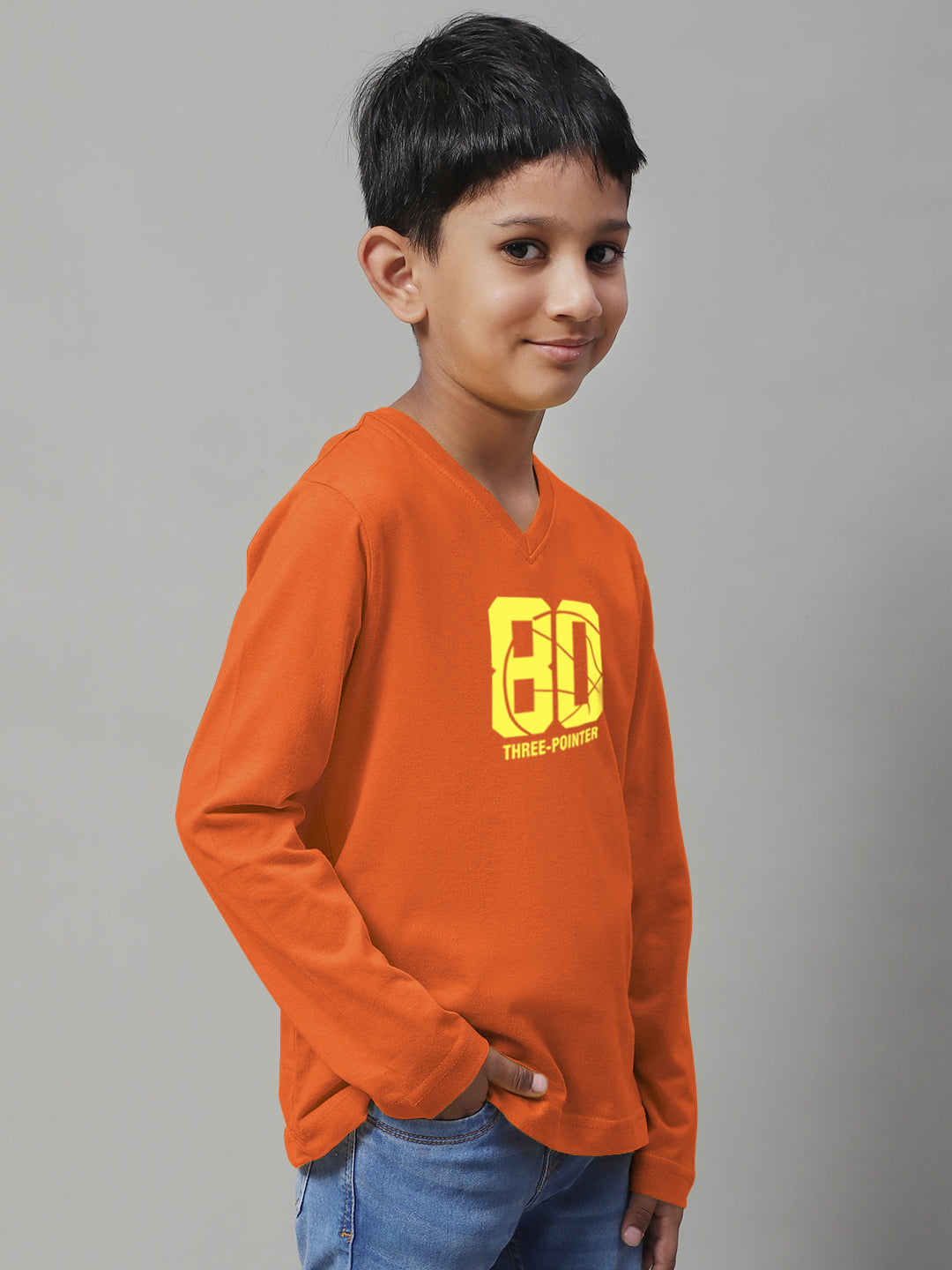 Boys Three Pointer Full Sleeves Printed T-Shirt - Friskers
