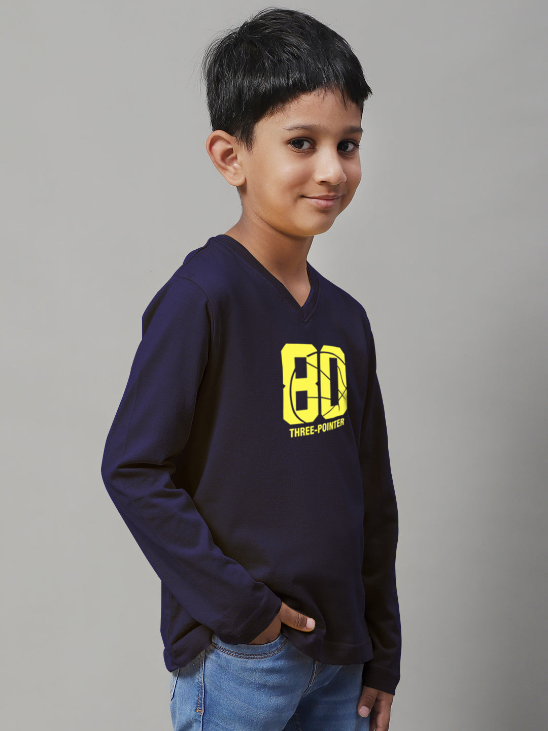 Boys Three Pointer Full Sleeves Printed T-Shirt - Friskers