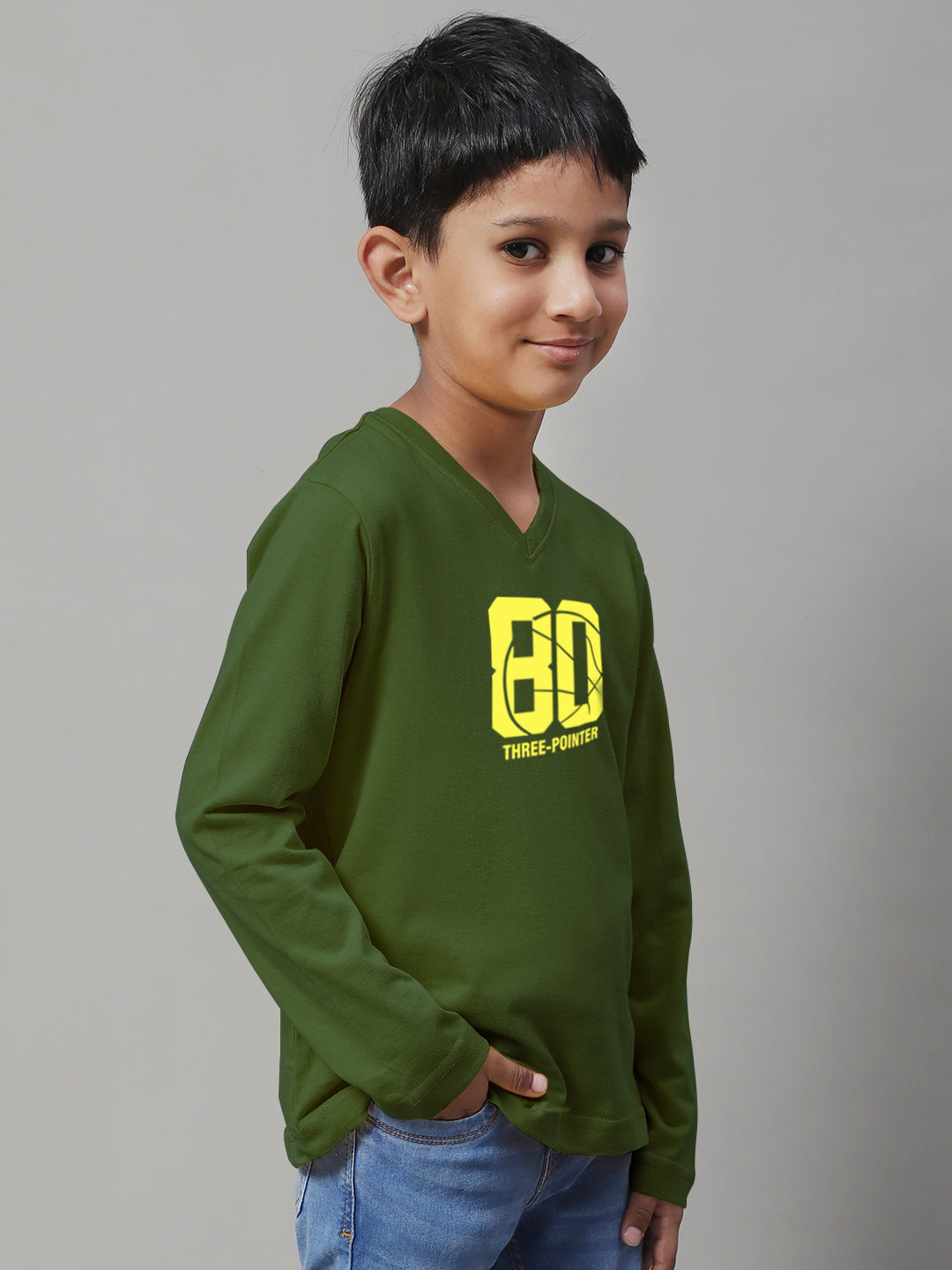Boys Three Pointer Full Sleeves Printed T-Shirt - Friskers