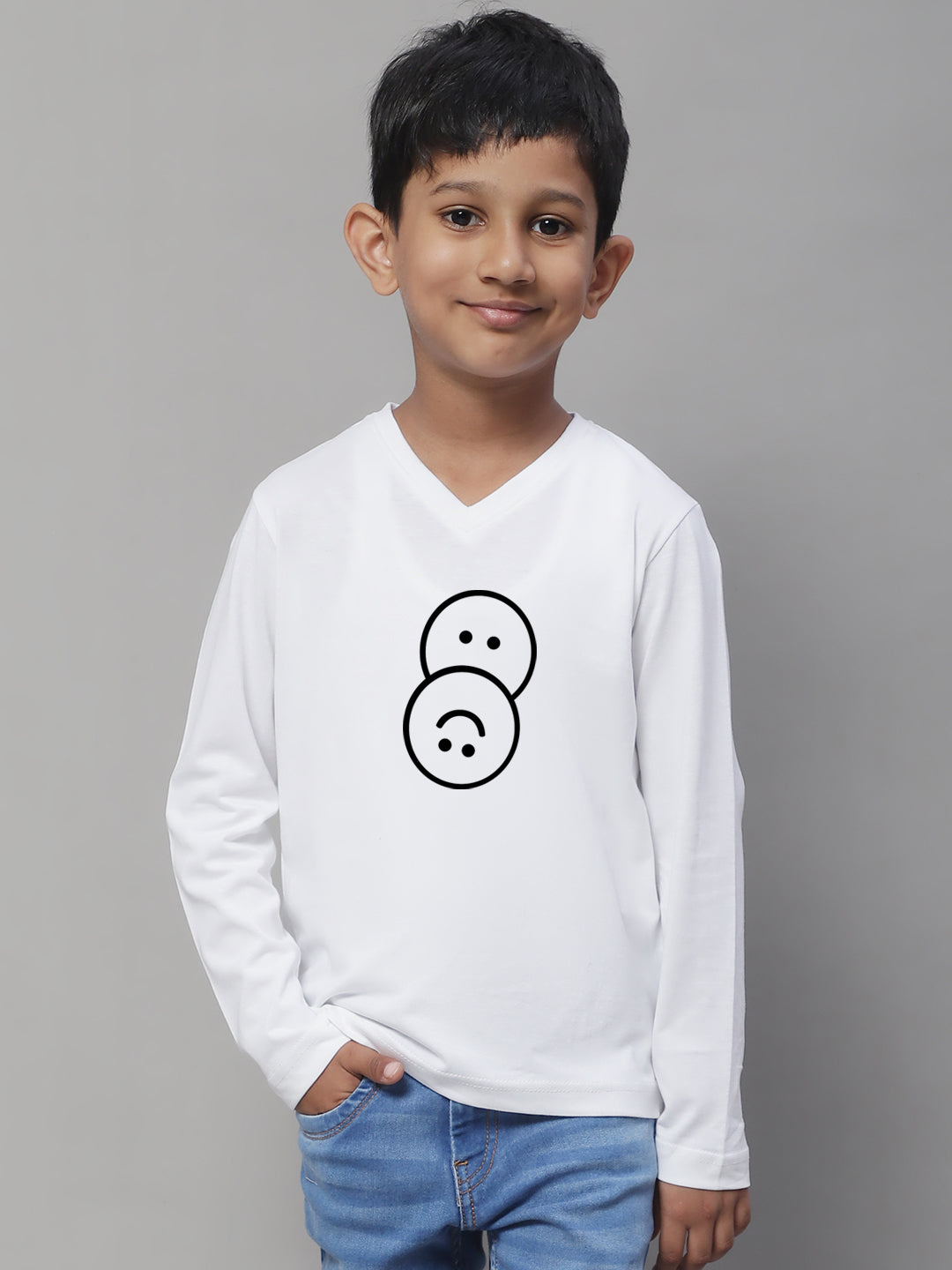 Boys Smiley Full Sleeves Printed T-Shirt - Friskers
