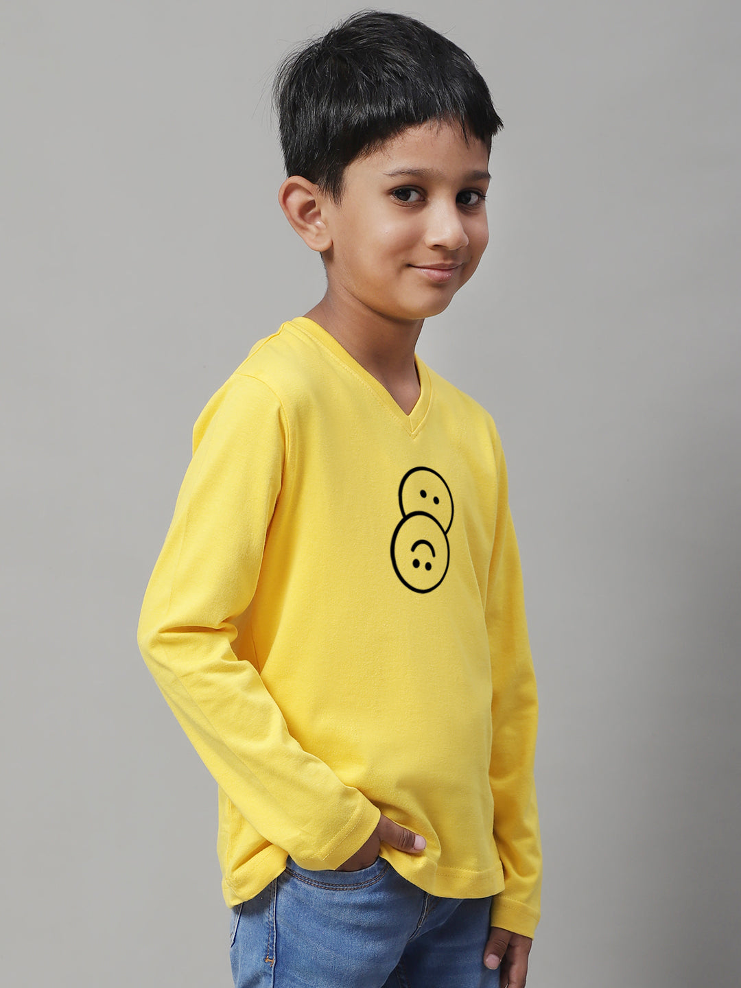 Boys Smiley Full Sleeves Printed T-Shirt - Friskers