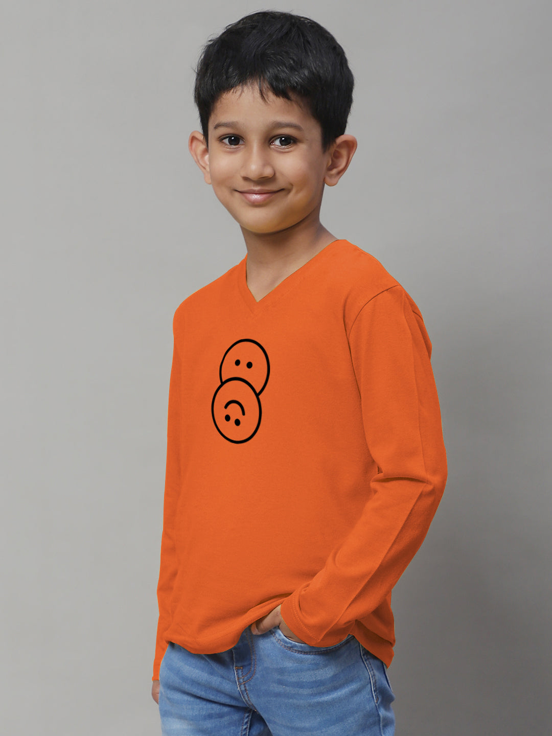 Boys Smiley Full Sleeves Printed T-Shirt - Friskers