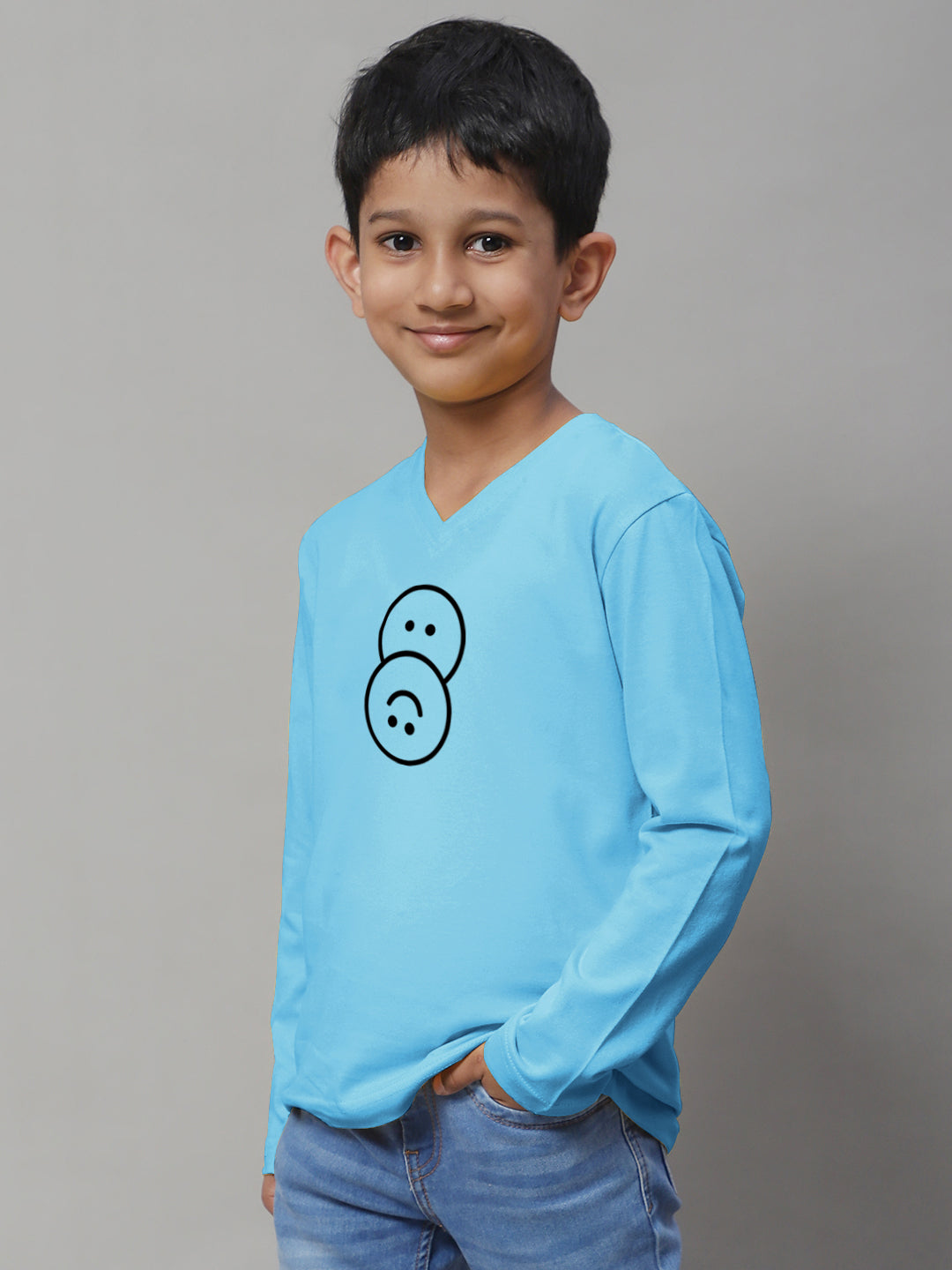 Boys Smiley Full Sleeves Printed T-Shirt - Friskers
