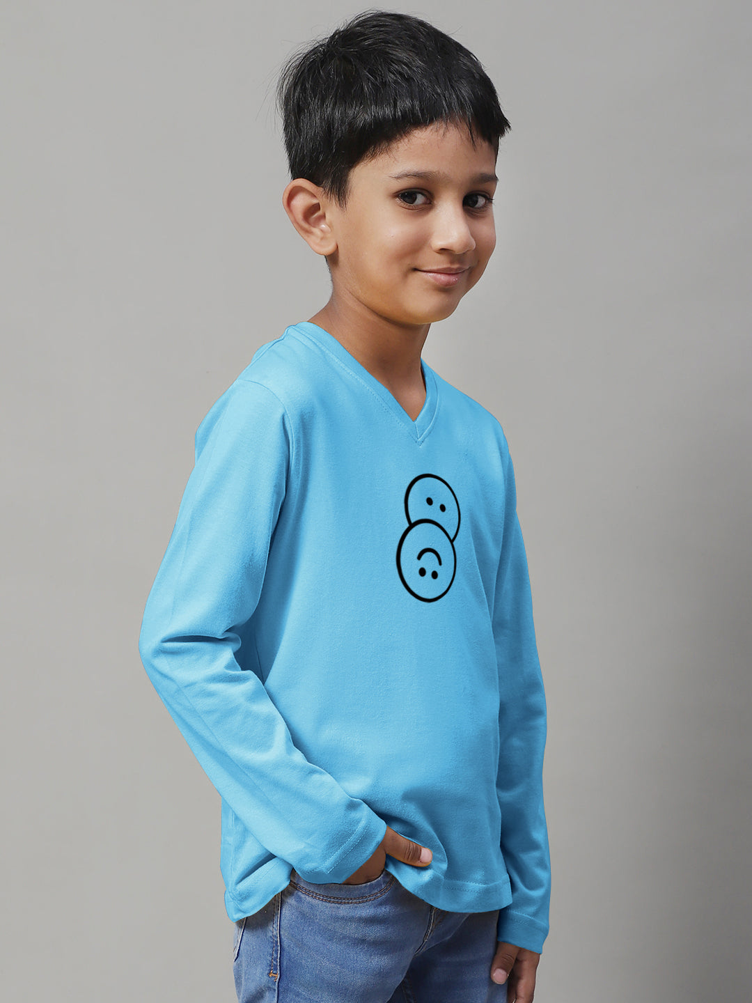Boys Smiley Full Sleeves Printed T-Shirt - Friskers