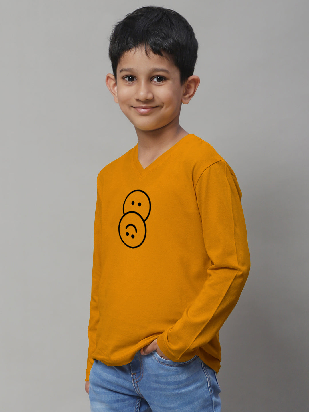 Boys Smiley Full Sleeves Printed T-Shirt - Friskers