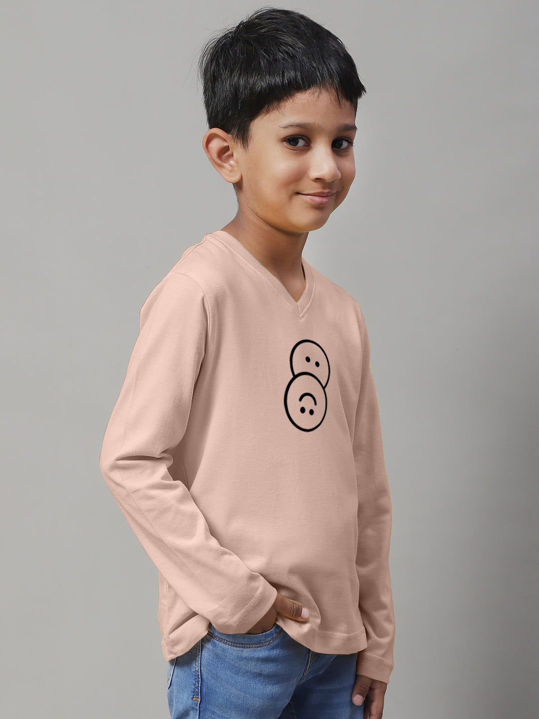 Boys Smiley Full Sleeves Printed T-Shirt - Friskers