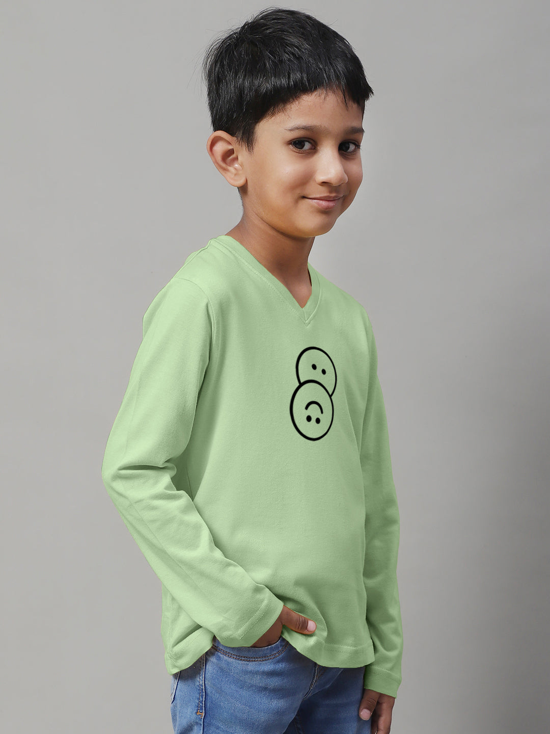 Boys Smiley Full Sleeves Printed T-Shirt - Friskers