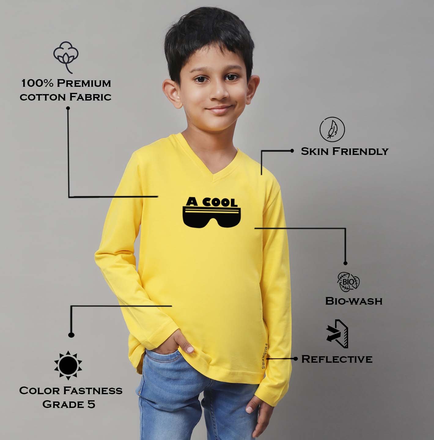 Boys Cool Full Sleeves Printed T-Shirt - Friskers