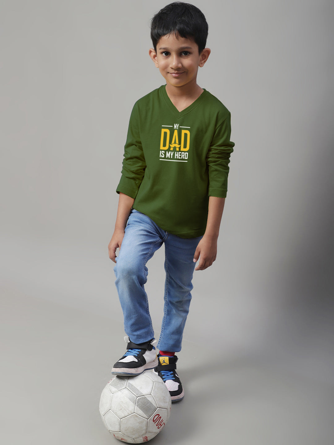 Boys My Dad Is My Hero Full Sleeves Printed T-Shirt - Friskers