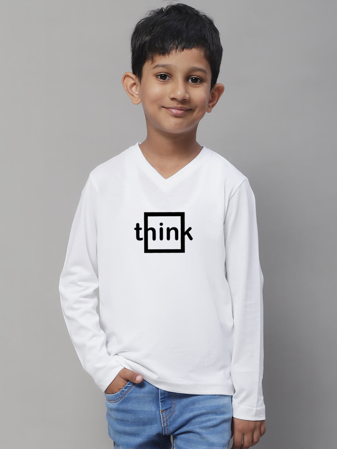 Boys Think Full Sleeves Printed T-Shirt - Friskers