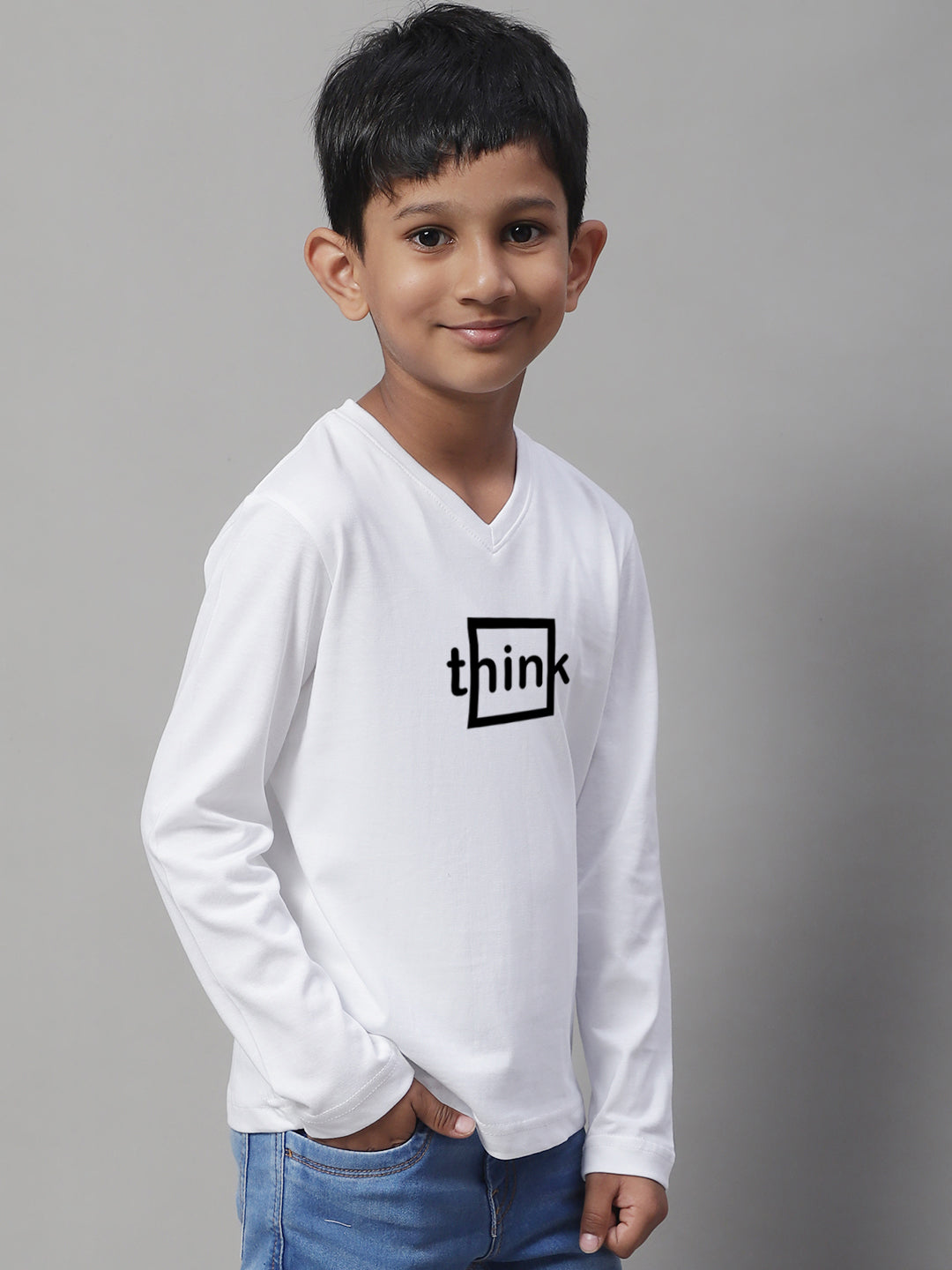 Boys Think Full Sleeves Printed T-Shirt - Friskers