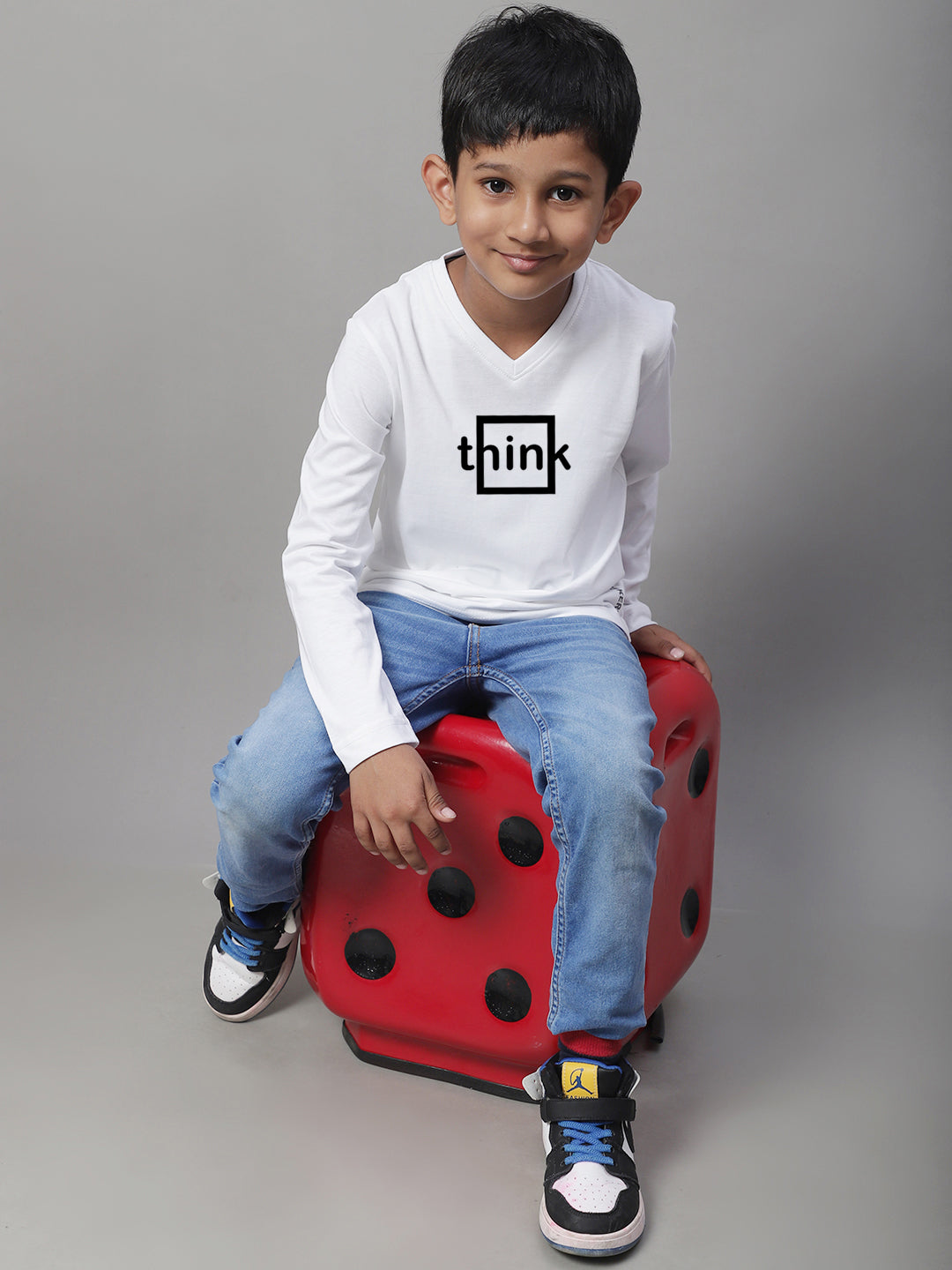 Boys Think Full Sleeves Printed T-Shirt - Friskers
