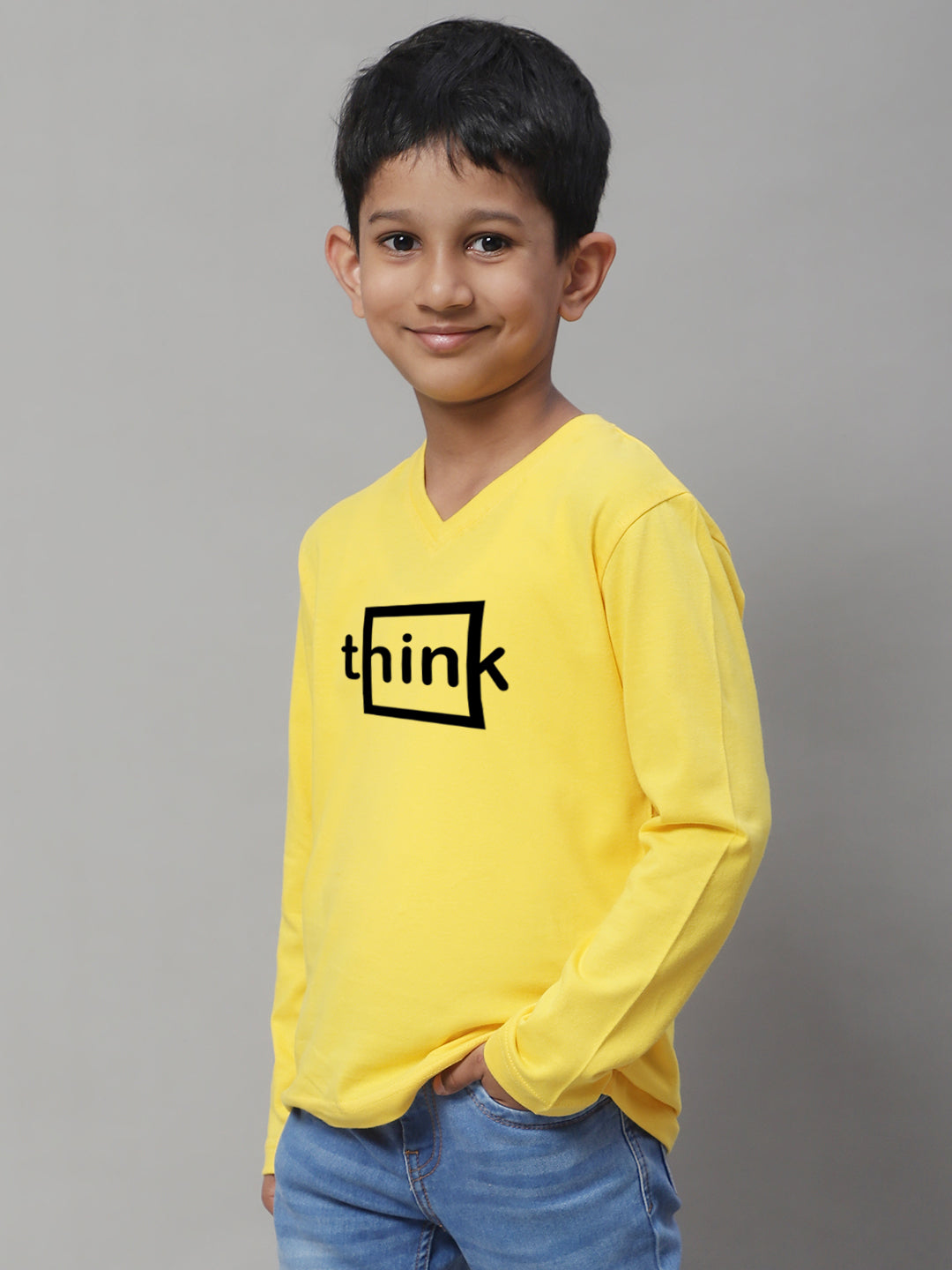 Boys Think Full Sleeves Printed T-Shirt - Friskers