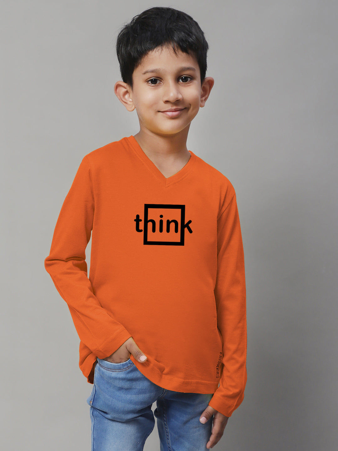 Boys Think Full Sleeves Printed T-Shirt - Friskers