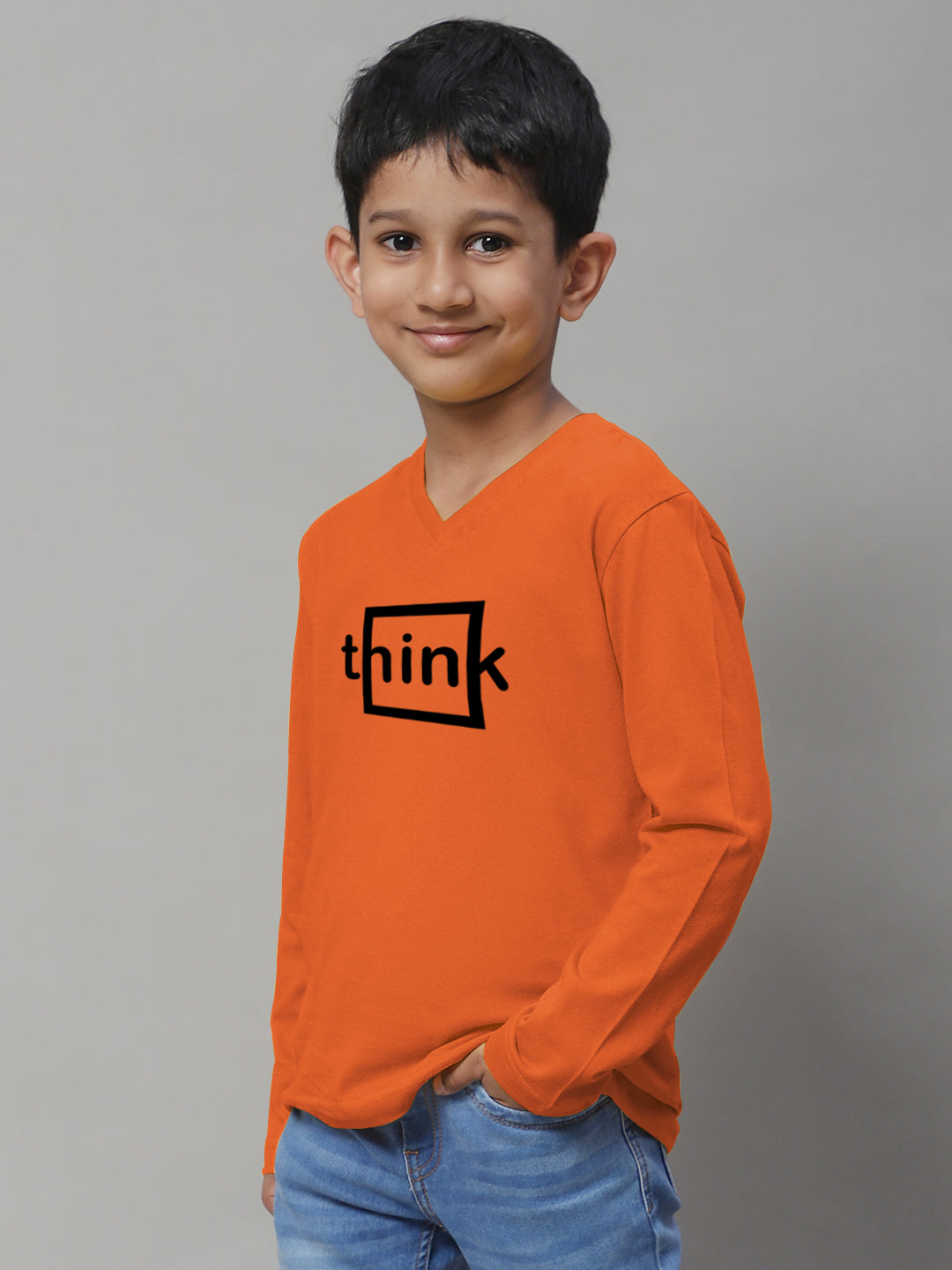 Boys Think Full Sleeves Printed T-Shirt - Friskers