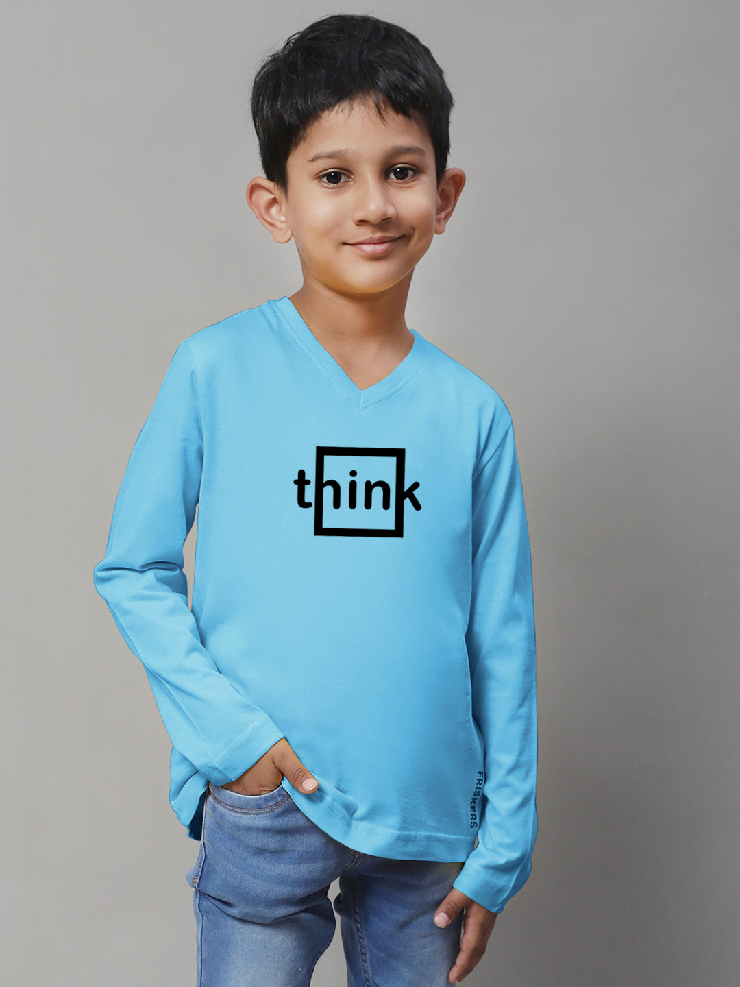 Boys Think Full Sleeves Printed T-Shirt - Friskers