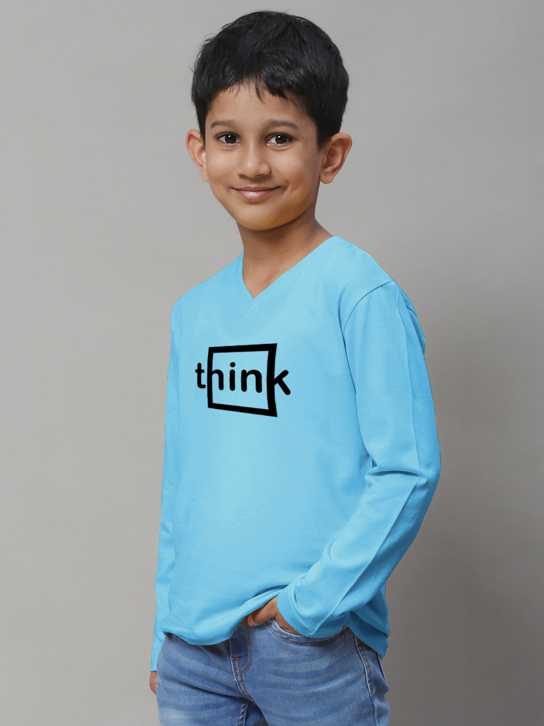 Boys Think Full Sleeves Printed T-Shirt - Friskers