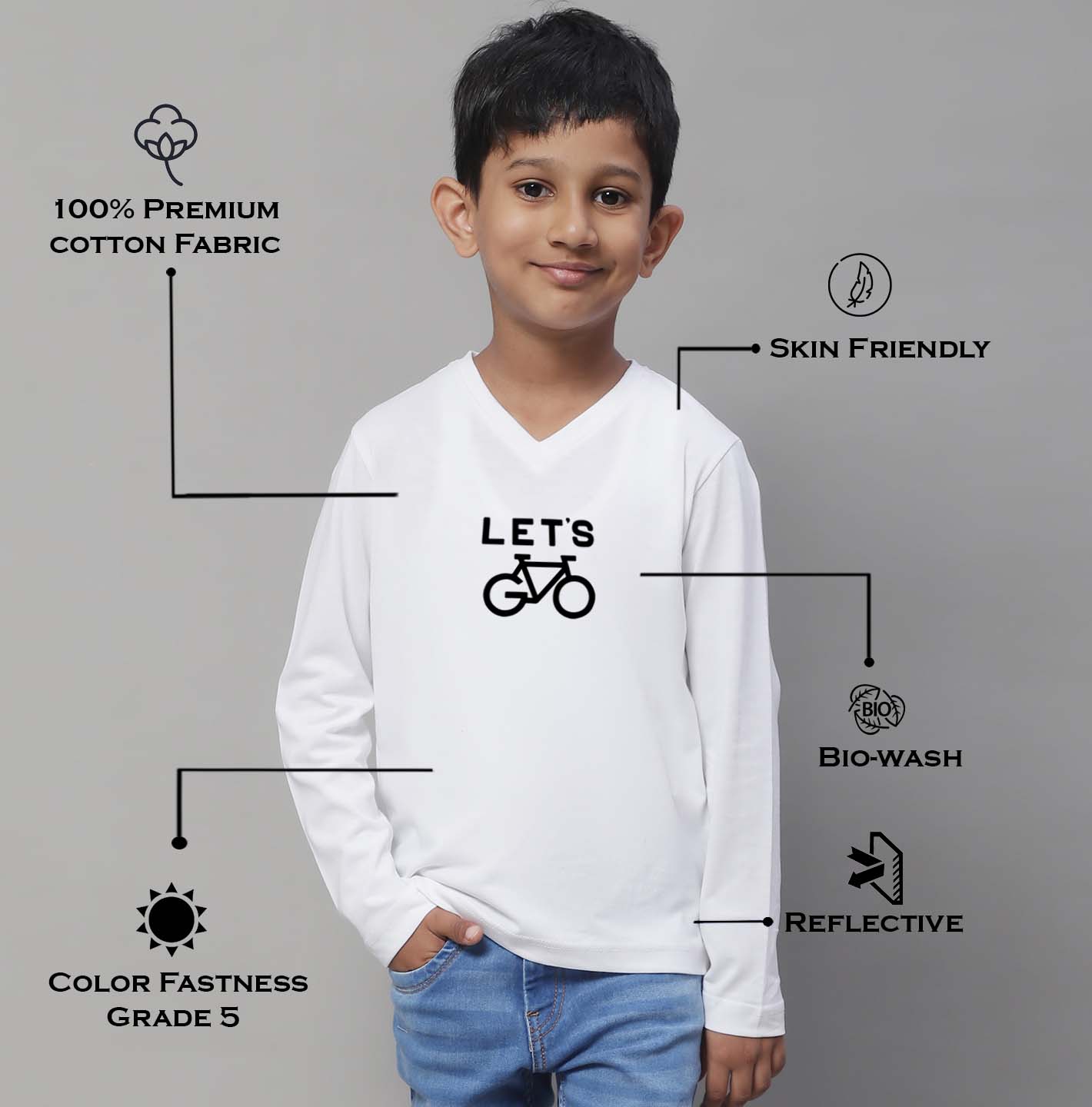 Boys Lets Full Sleeves Printed T-Shirt - Friskers