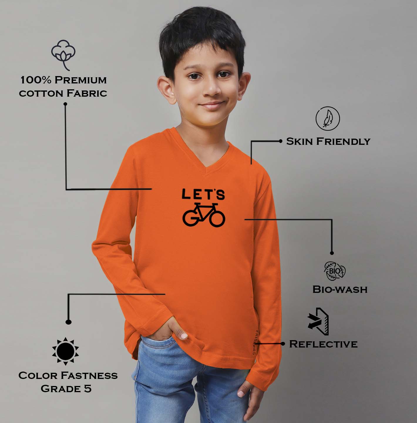 Boys Lets Full Sleeves Printed T-Shirt - Friskers