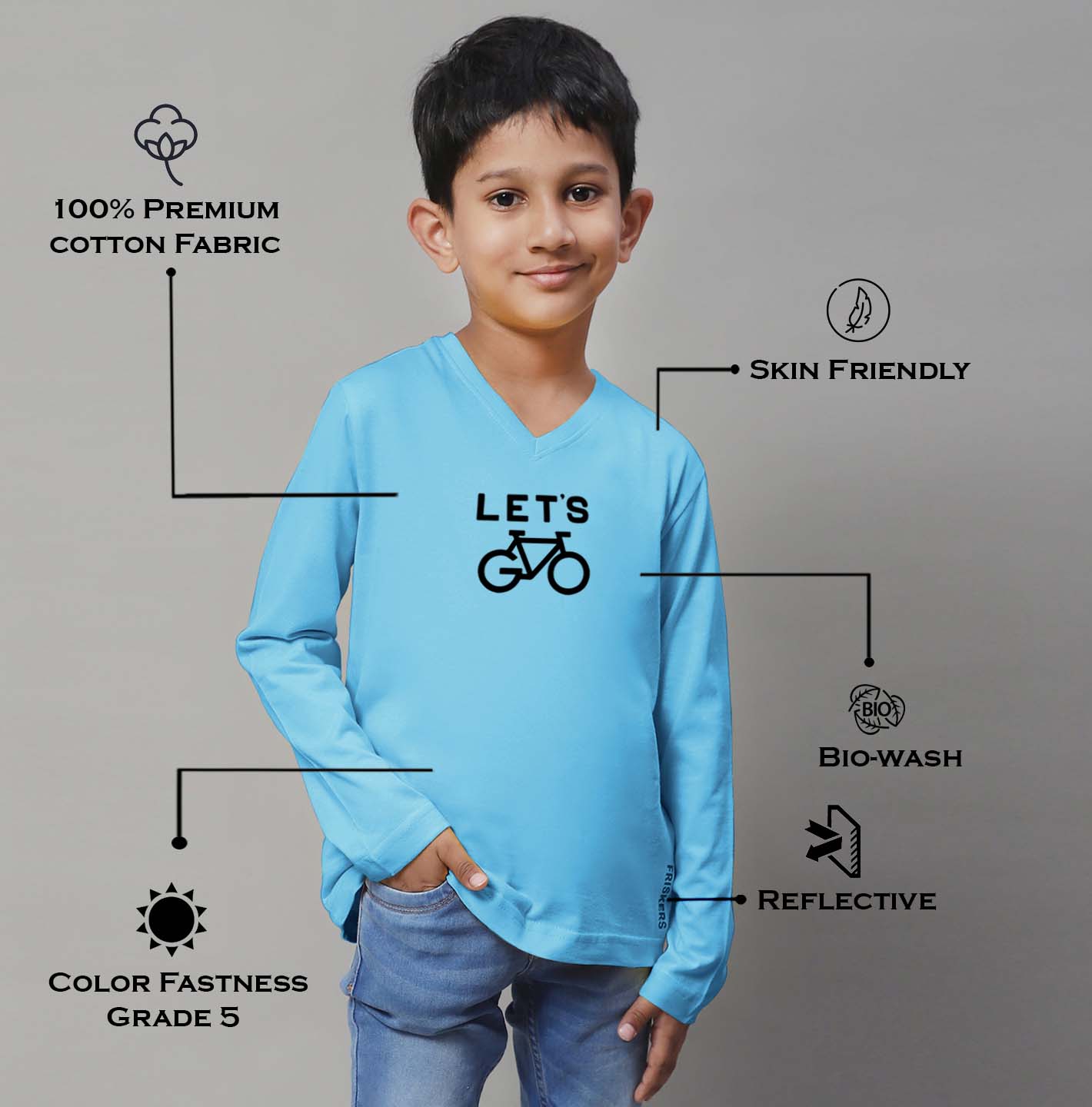 Boys Lets Full Sleeves Printed T-Shirt - Friskers