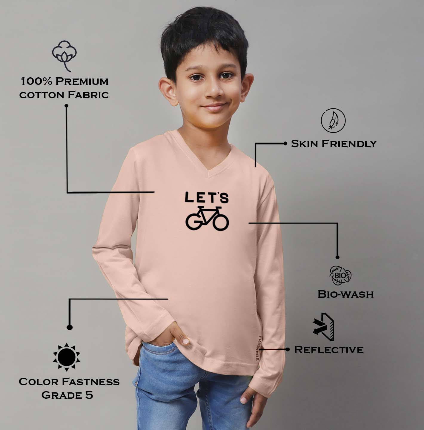 Boys Lets Full Sleeves Printed T-Shirt - Friskers