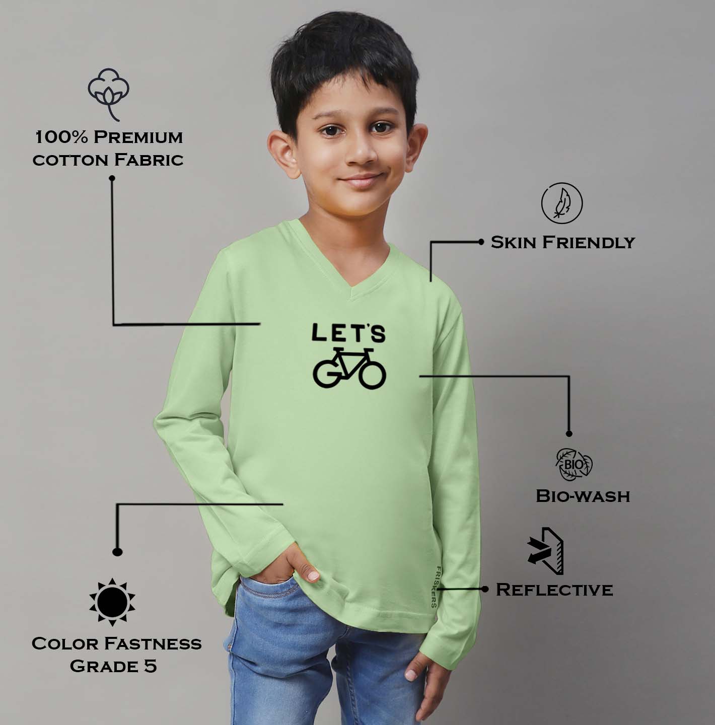 Boys Lets Full Sleeves Printed T-Shirt - Friskers