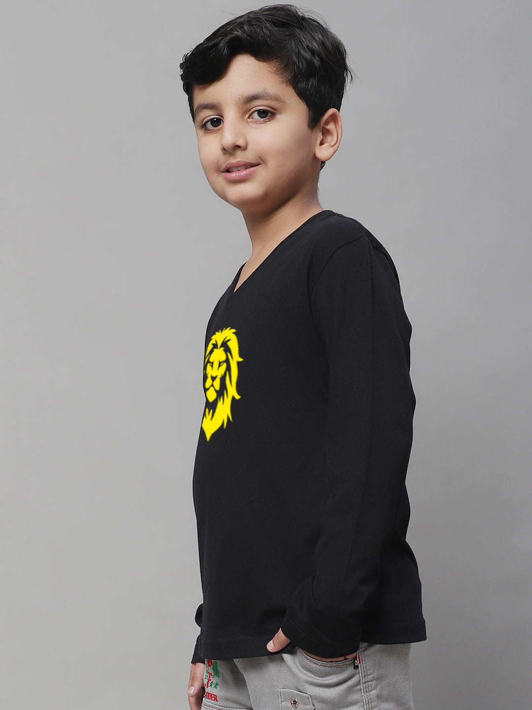 Boys Lion Full Sleeves Printed T-Shirt - Friskers