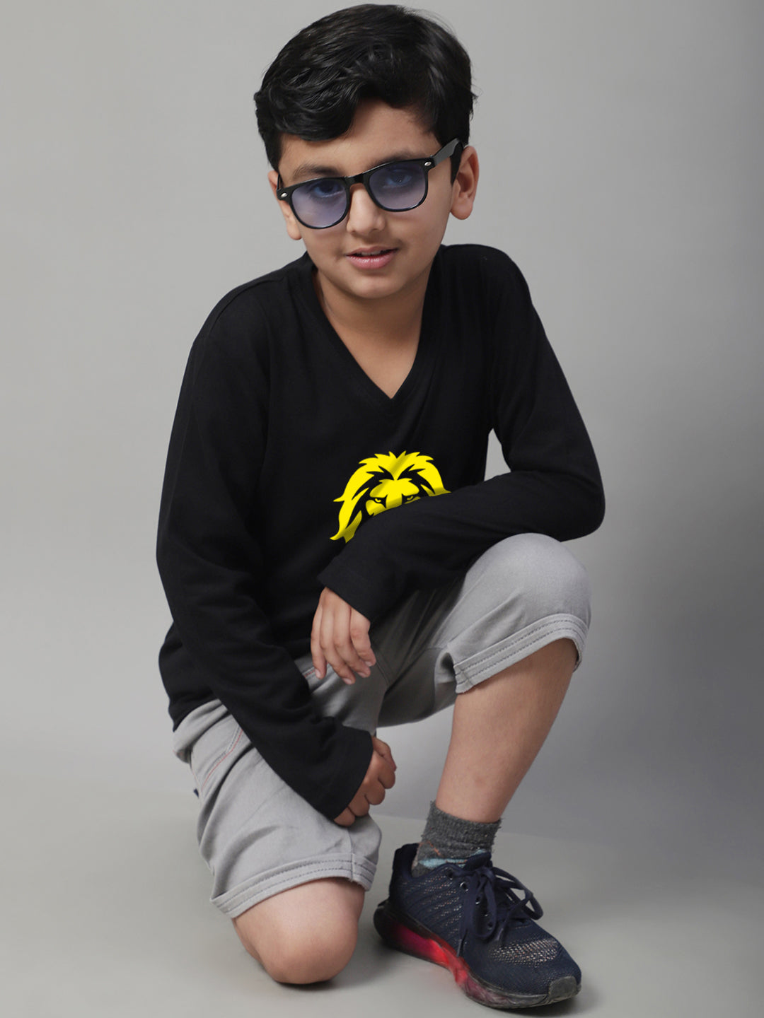 Boys Lion Full Sleeves Printed T-Shirt - Friskers