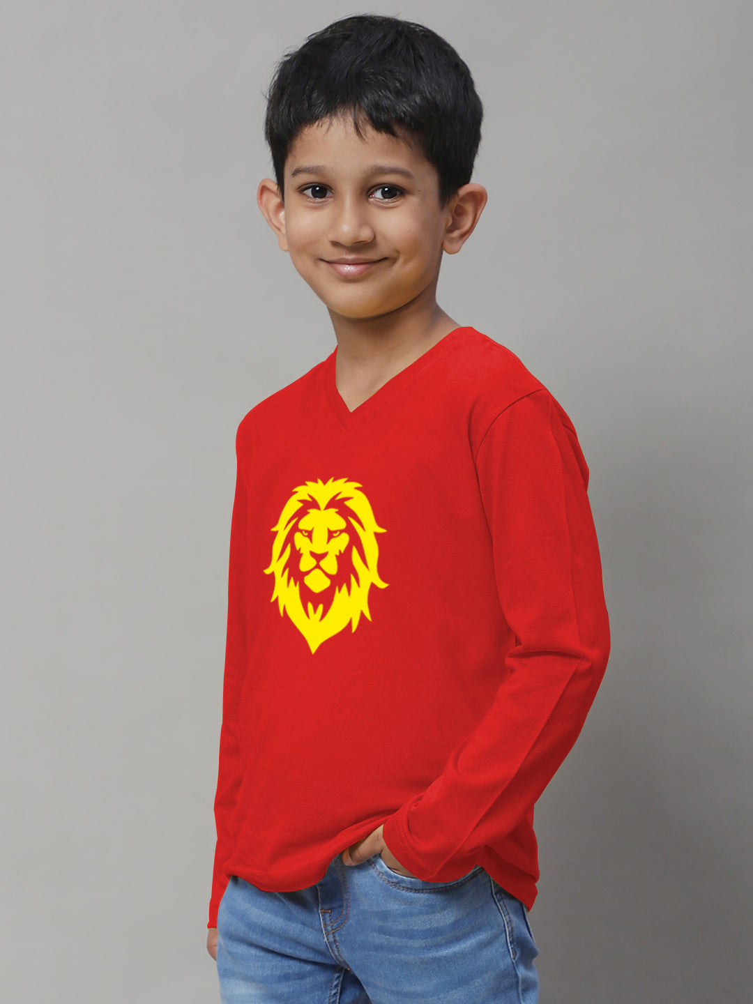 Boys Lion Full Sleeves Printed T-Shirt - Friskers