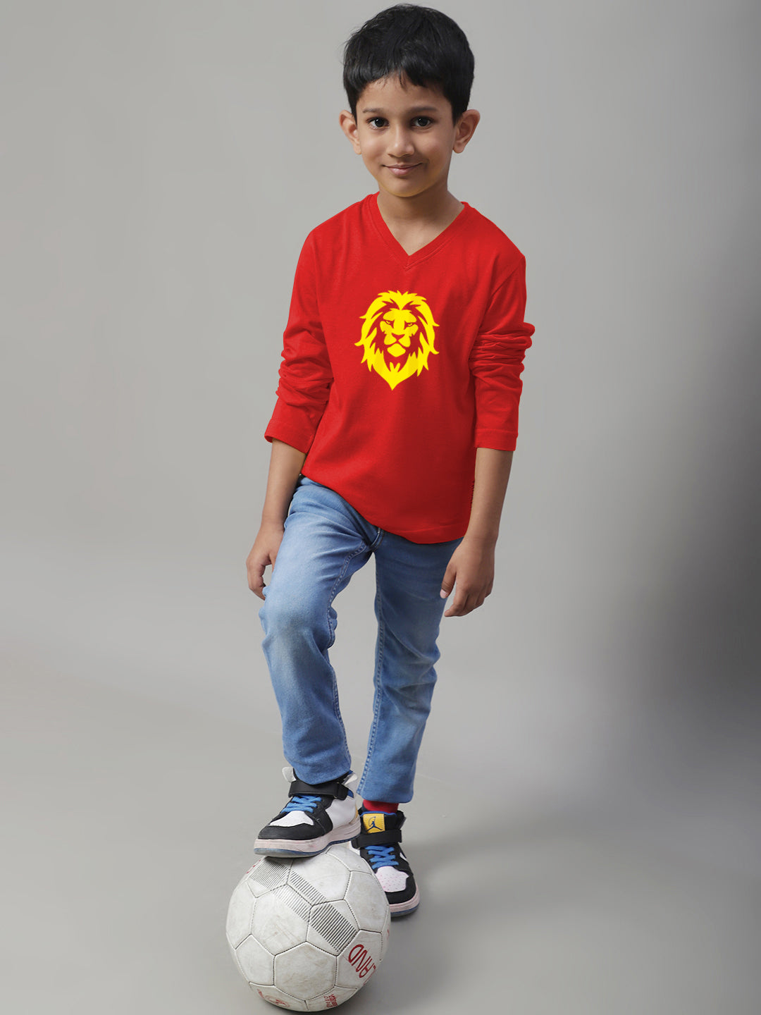 Boys Lion Full Sleeves Printed T-Shirt - Friskers